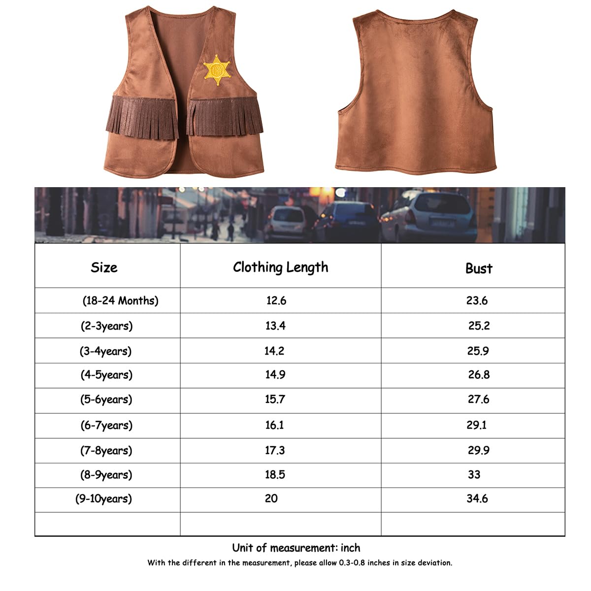 LXKIKMM Western Cowboy Vest & Bandana Set for Kids 6-7 Years