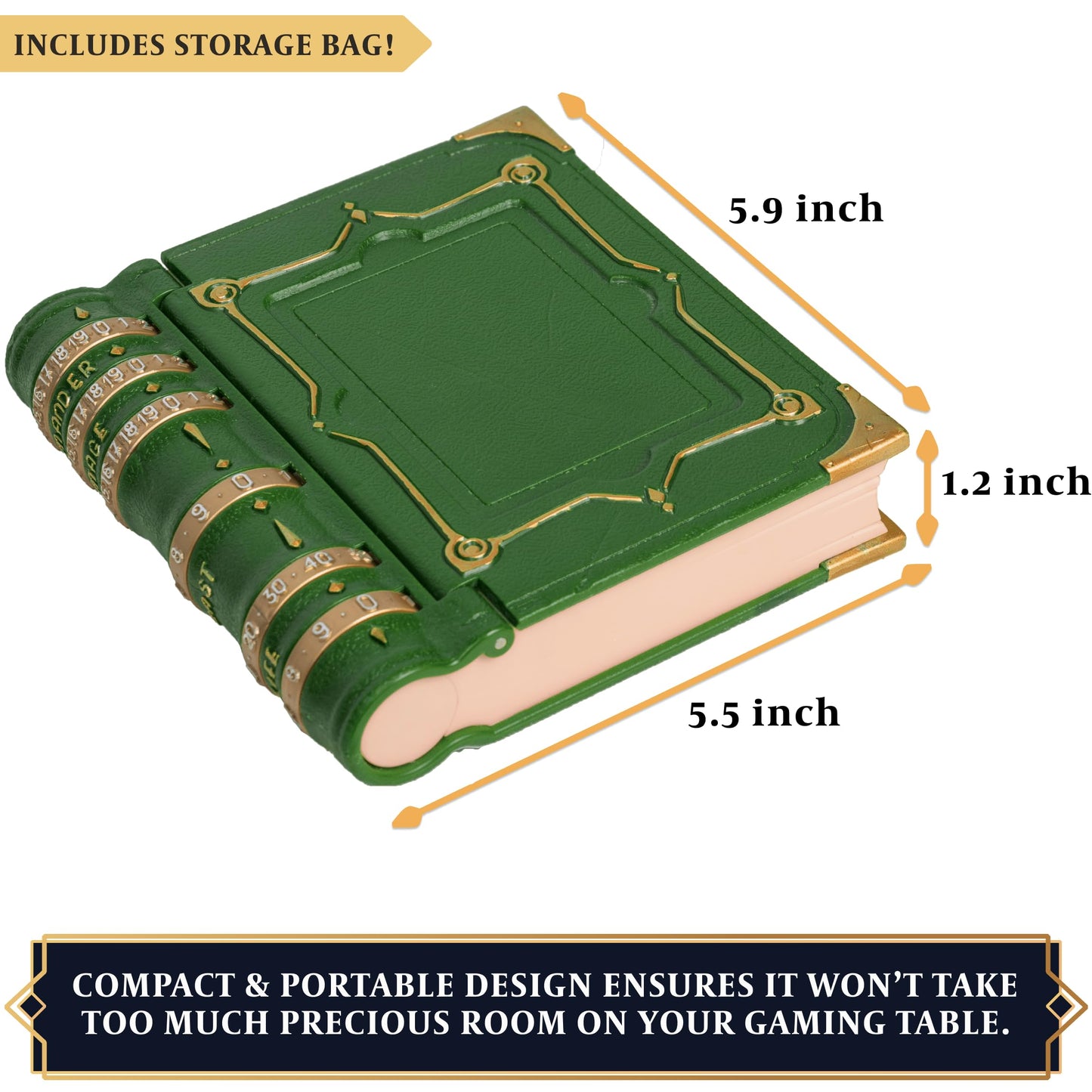 LYNX MTG Commander EDH Command Zone/Tray with Damage, Cast & Life Counters | Hidden Storage for up to 30 Sleeved Cards (Green)