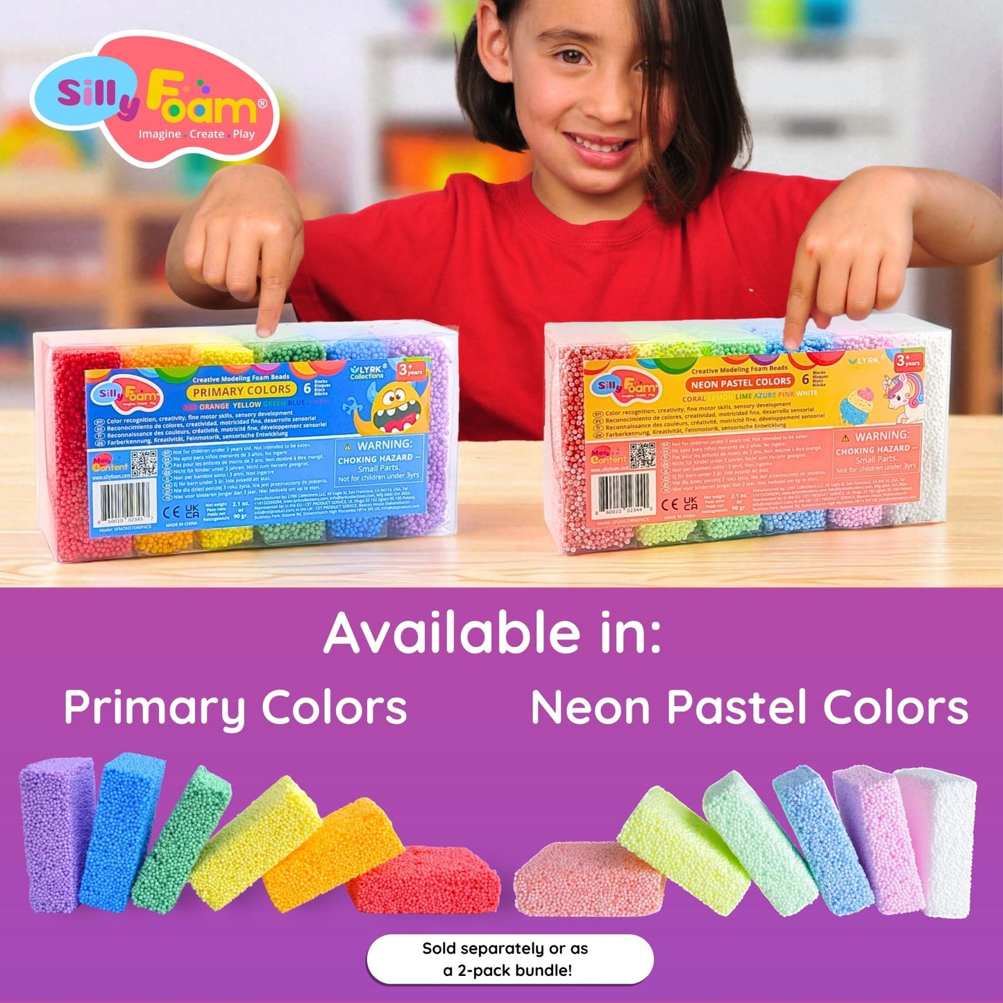 LYRK Collections Silly Foam: 2-Pack of 6 Primary Colors for Kids