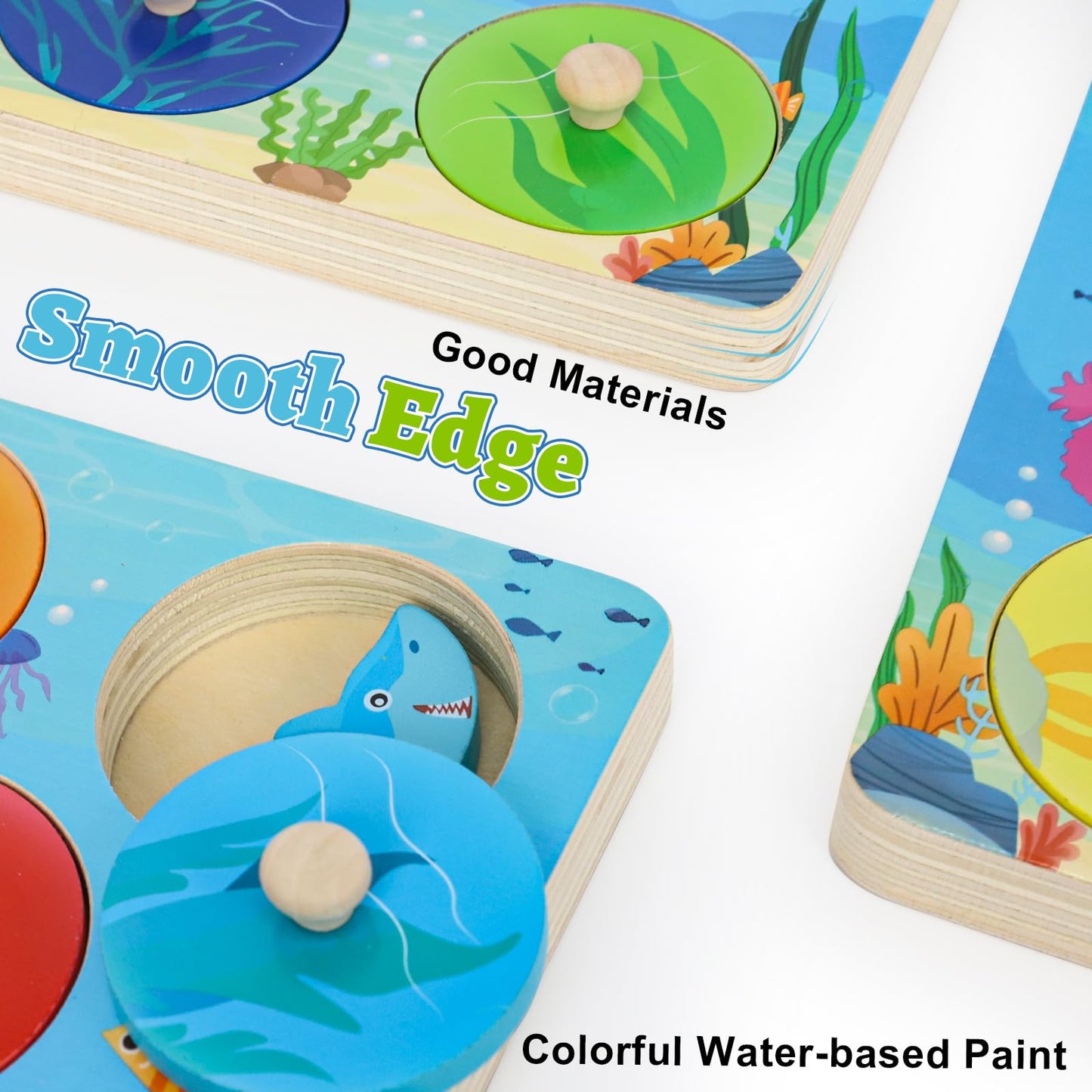 LZDMY Montessori Sea Animals Wooden Puzzle for Toddlers – 8.6in, 1-3 yrs