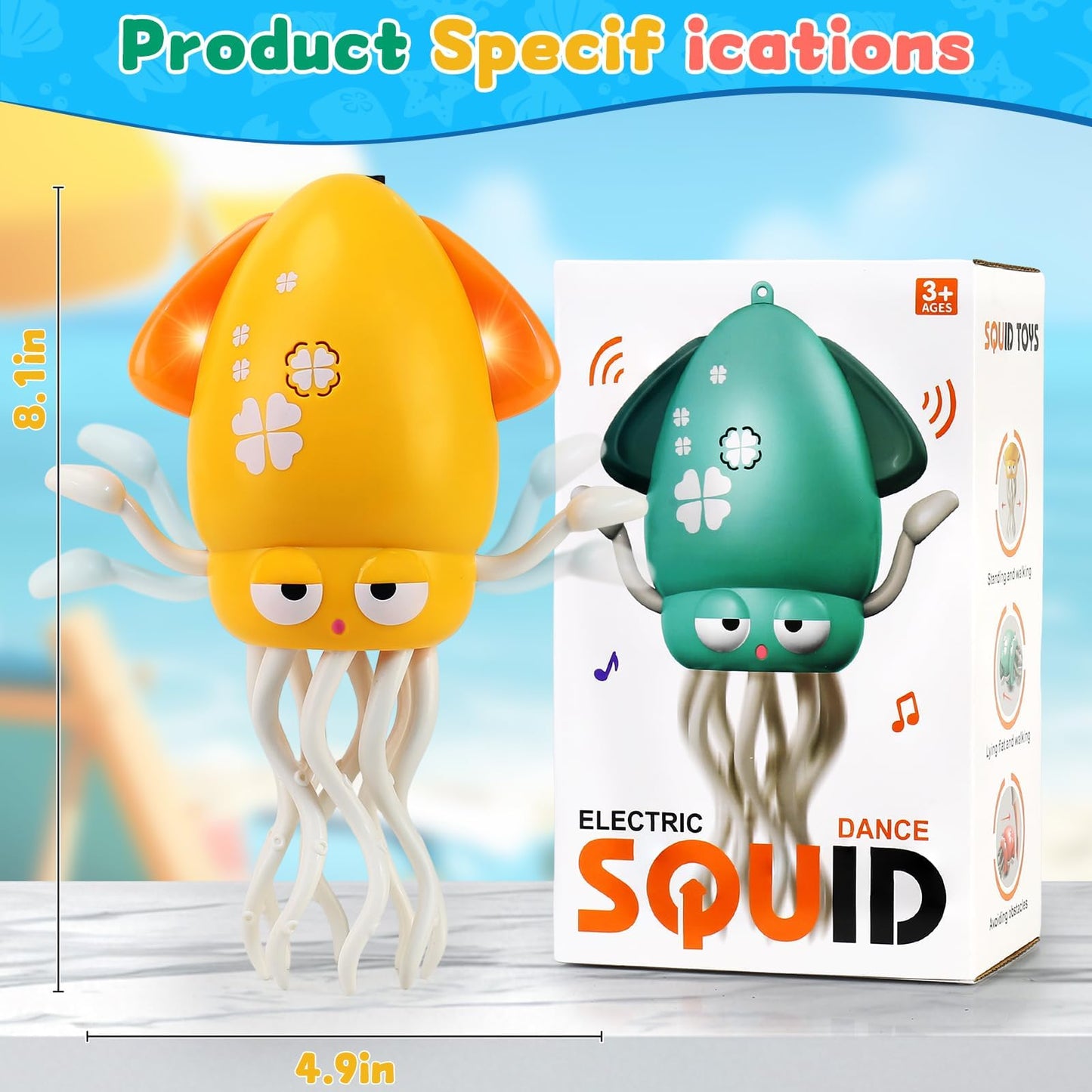 LZZAPJ Electric Dancing Octopus Toy – Light & Music for Babies 6-12 Months | USB Rechargeable