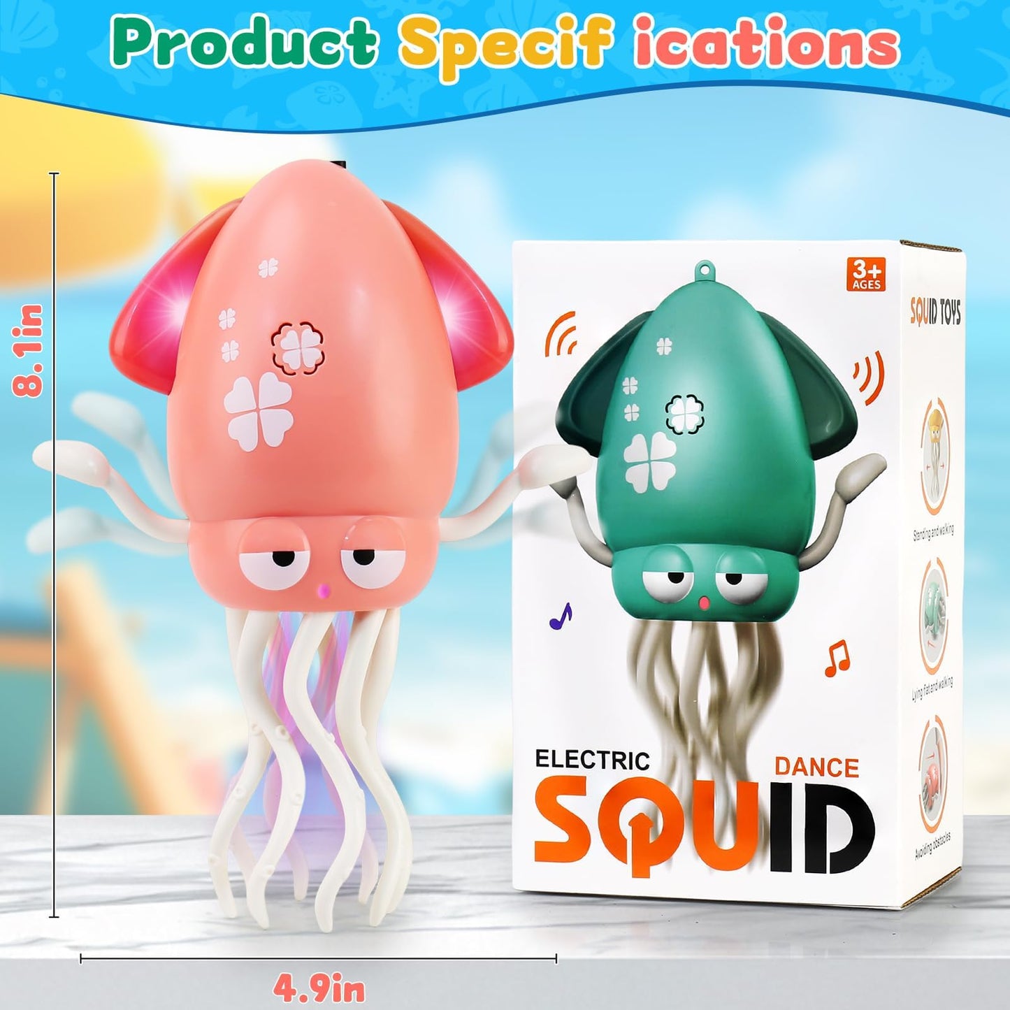 LZZAPJ Electric Dancing Octopus Toy – Lights, Music & USB Rechargeable, 12–18 Months