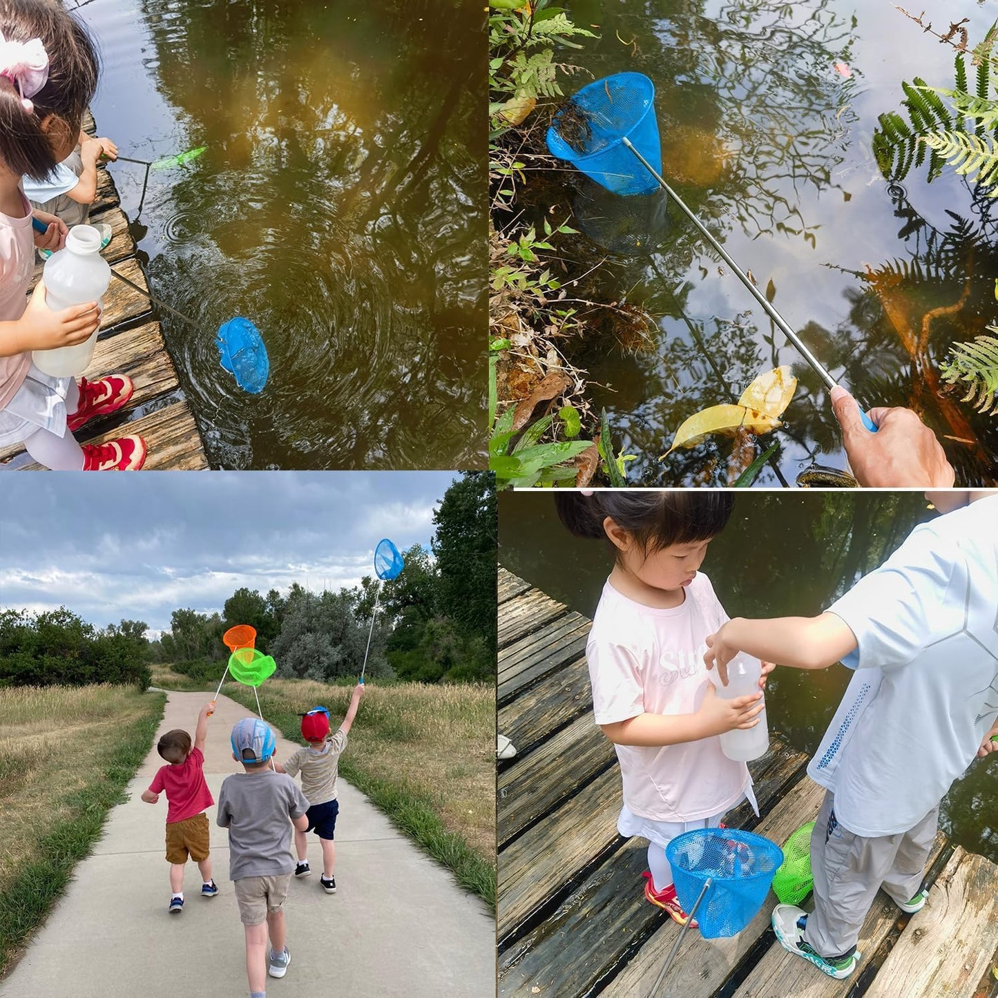M-jump 3-Pack Telescopic Butterfly Nets – Extendable 6.8 to 34 Inches for Insects and Small Fish