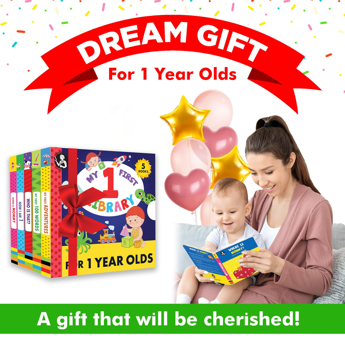Madame Curie's Storyhouse My 1 Year Old Library Set of 5 – Toddler Board Books for 12-24 Months