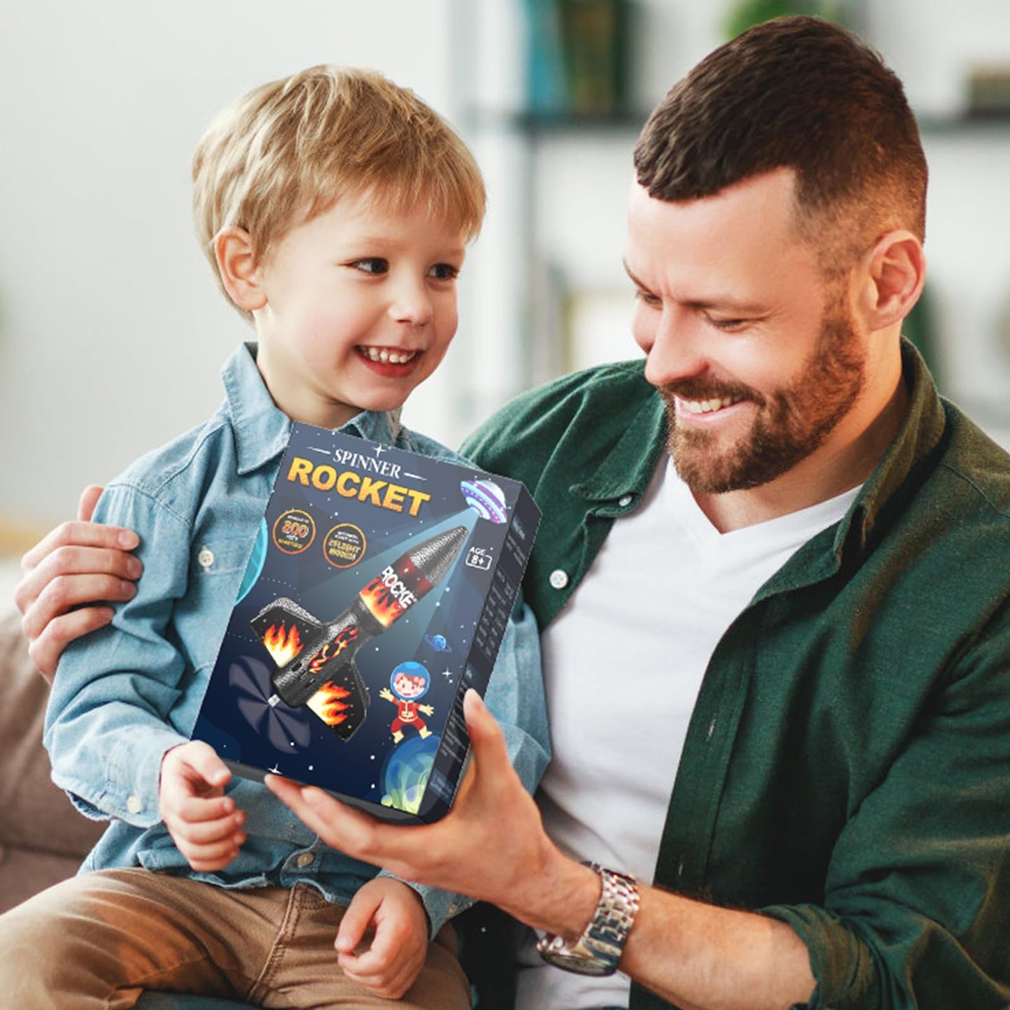 Mafbeanl Rocket Launcher for Kids – Self-Launching Rocket Toy with LED Night Launch