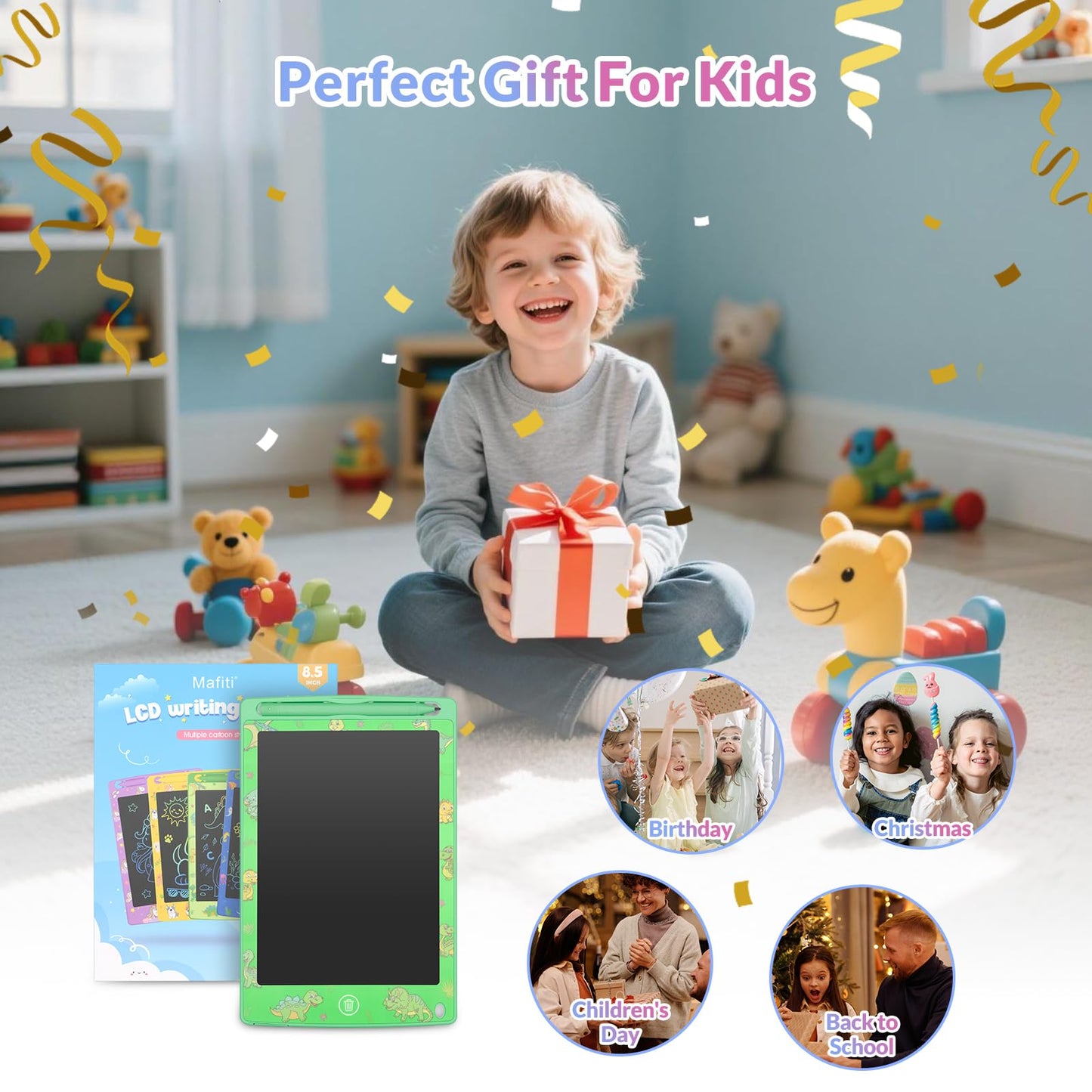 mafiti LCD Writing Tablet 8.5 Inch - 2 Pack Colorful Doodle Pads for Kids