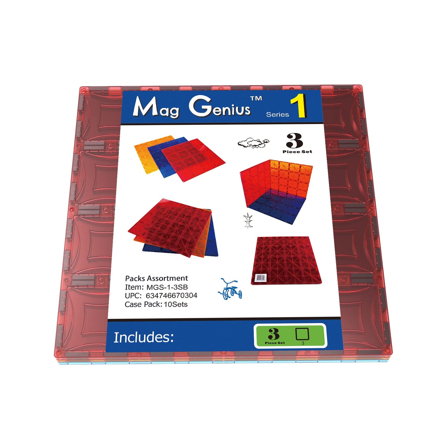 Mag Genius Stabilizer Plate Set – 12x12 Inch Magnet Tiles, 3 Stabilizer Plates, 144 Magnets, Compatible with Any Brand