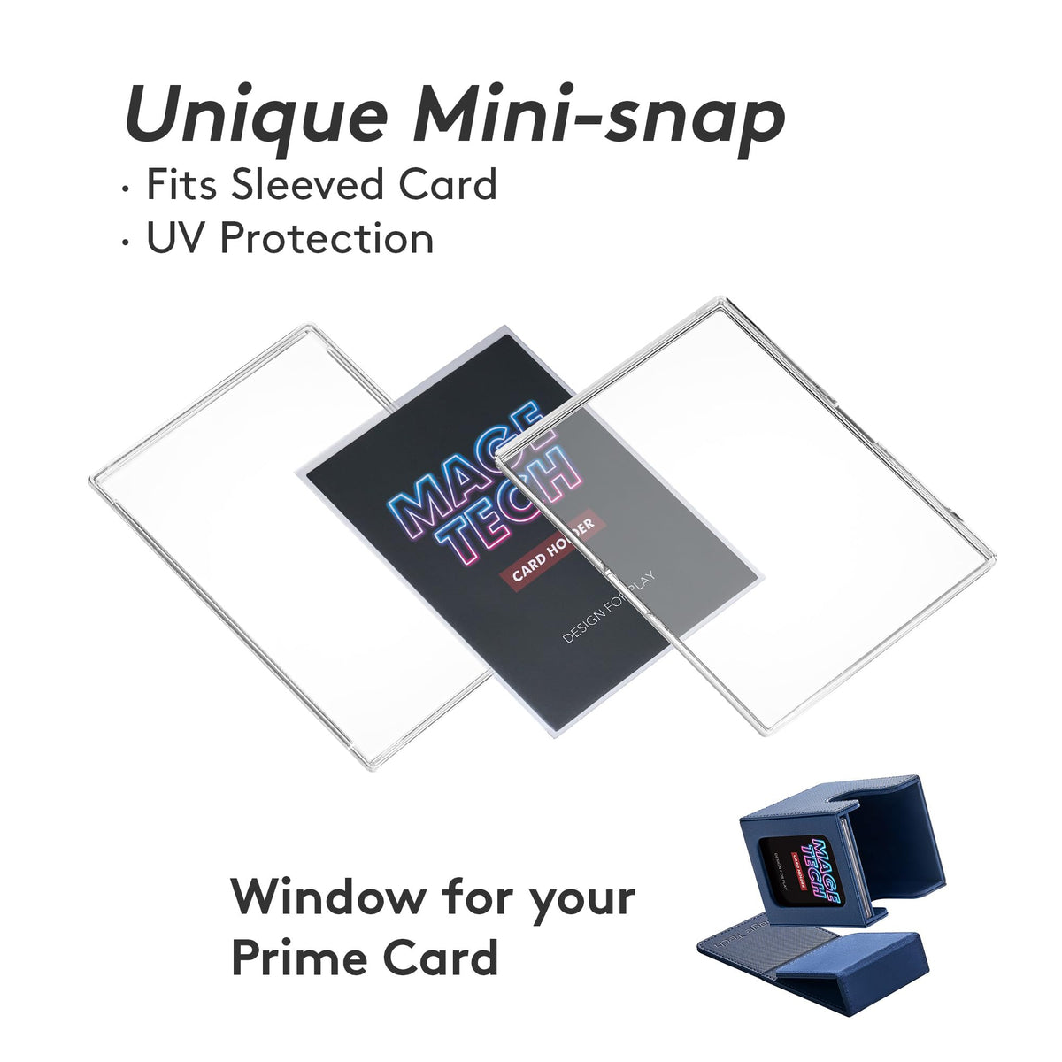 Mage Tech Commander Deck Box Lite – Snap Display Window, Removable Lid, 100+ Card Capacity