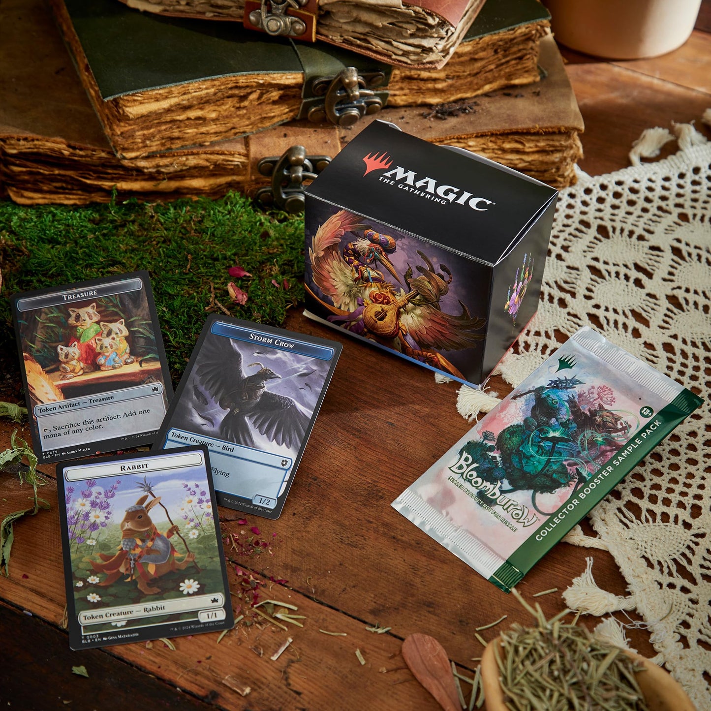 Magic: The Gathering Bloomburrow Family Matters Commander Deck – 100-Card Set + Booster Sample Pack & Accessories