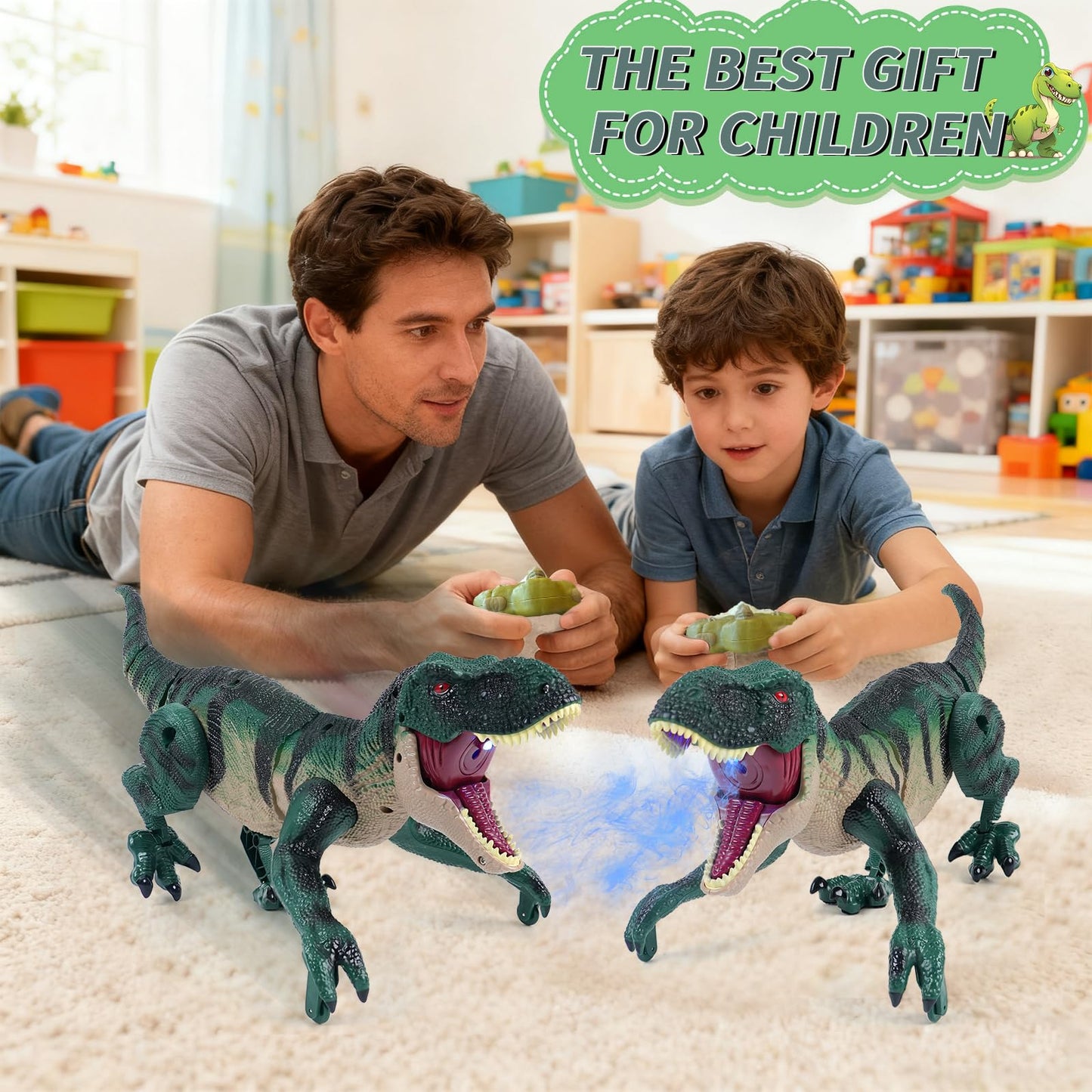 MagicKidz RC Dinosaur Toy – Walking, Roar, Spray & Lights for Kids 3-12