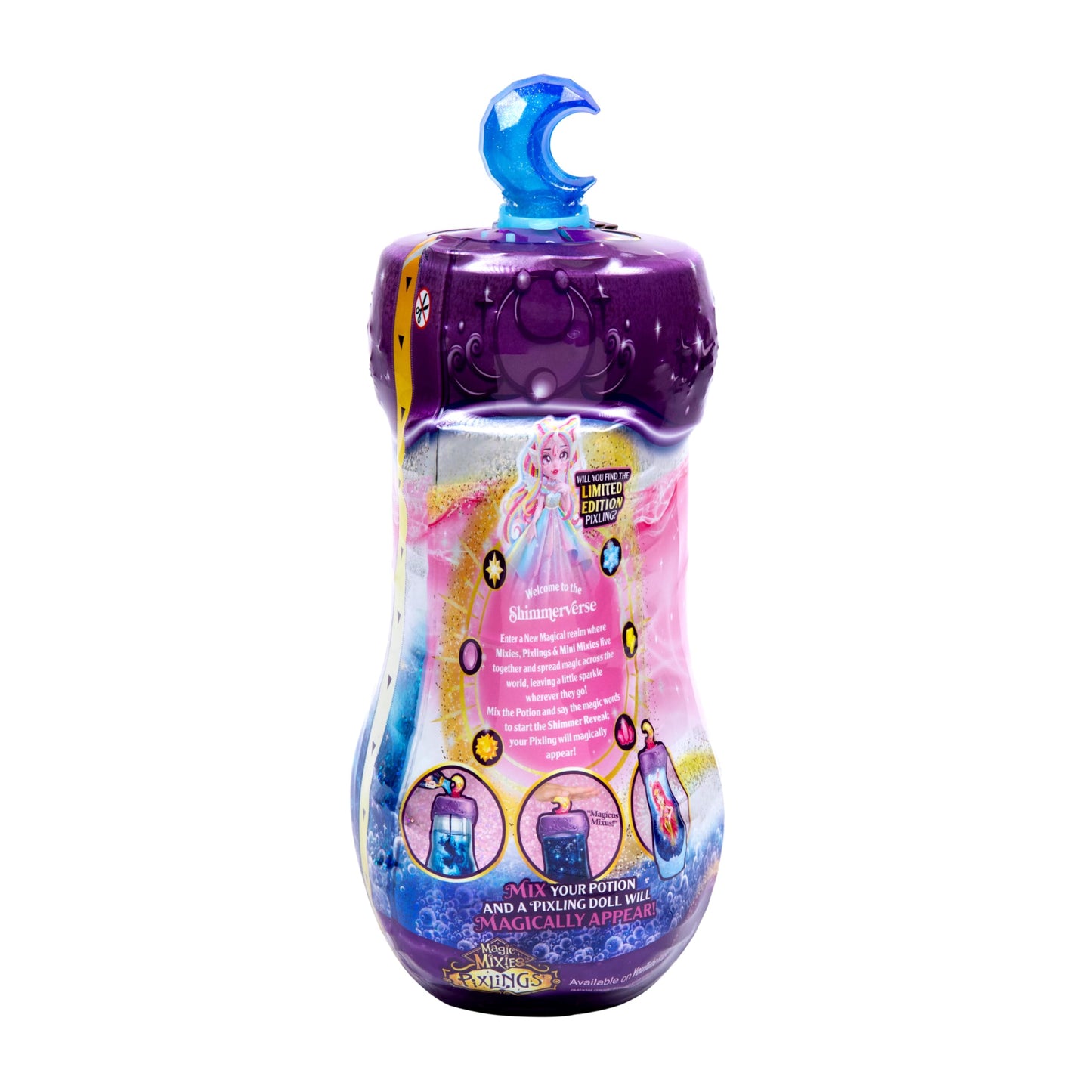 Magic Mixies Pixlings Shimmerverse: Marena the Ice Mermaid 6.5-Inch Pixling Reveal from Potion Bottle
