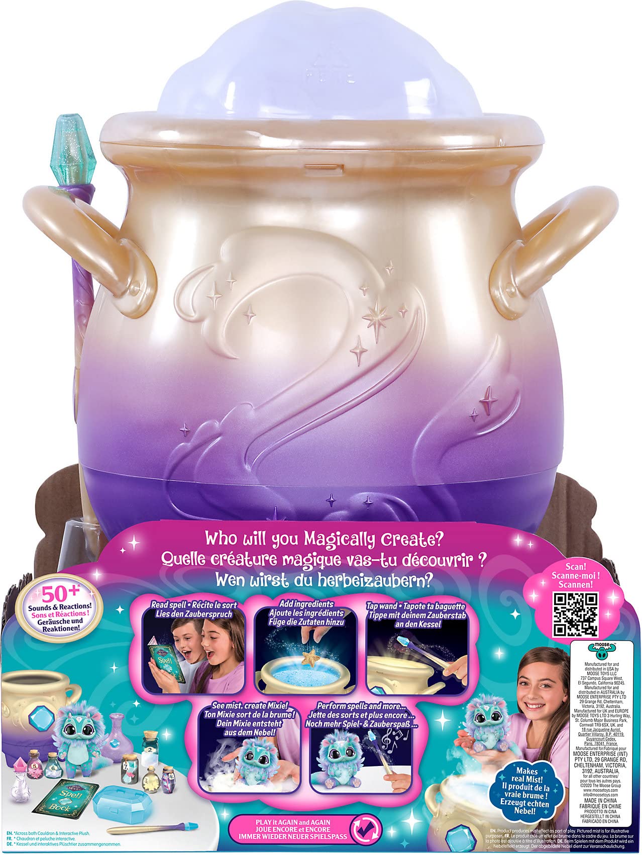 Magic Mixies Cream Tea Misting Cauldron — Interactive 8-Inch Blue Plush & 50+ Sounds