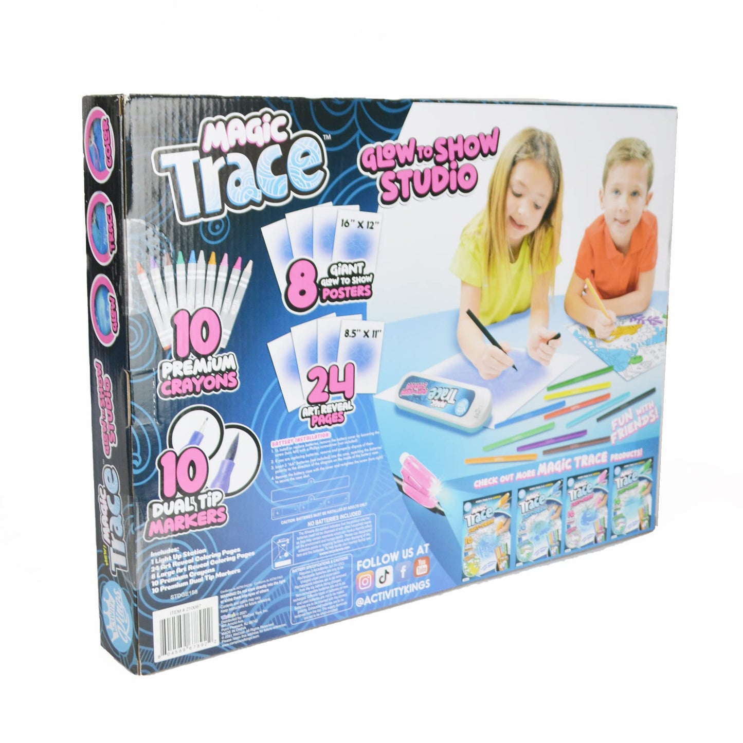Magic Trace Light Bar Starter Pack — 24 Traceable Pictures, Markers & Crayons