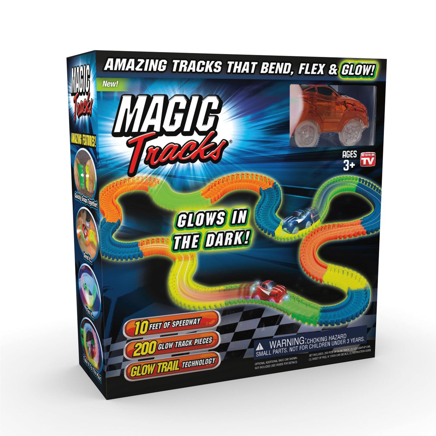 Magic Tracks 10 ft Glow-in-the-Dark Bendable Track with LED Car | Educational Toy for Ages 3+