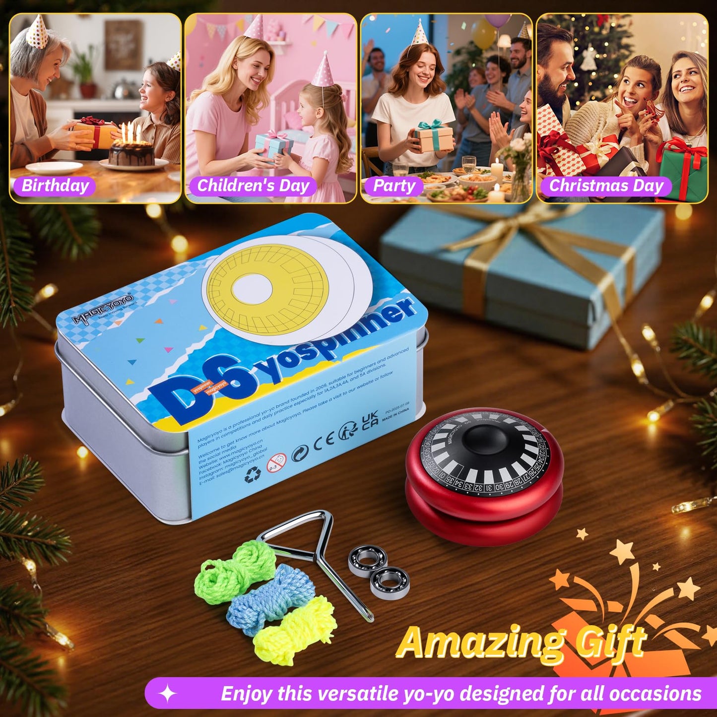 MAGICYOYO D6 Multifunctional Yoyo – Finger Spin, 2A Tricks, Aluminum Cap System