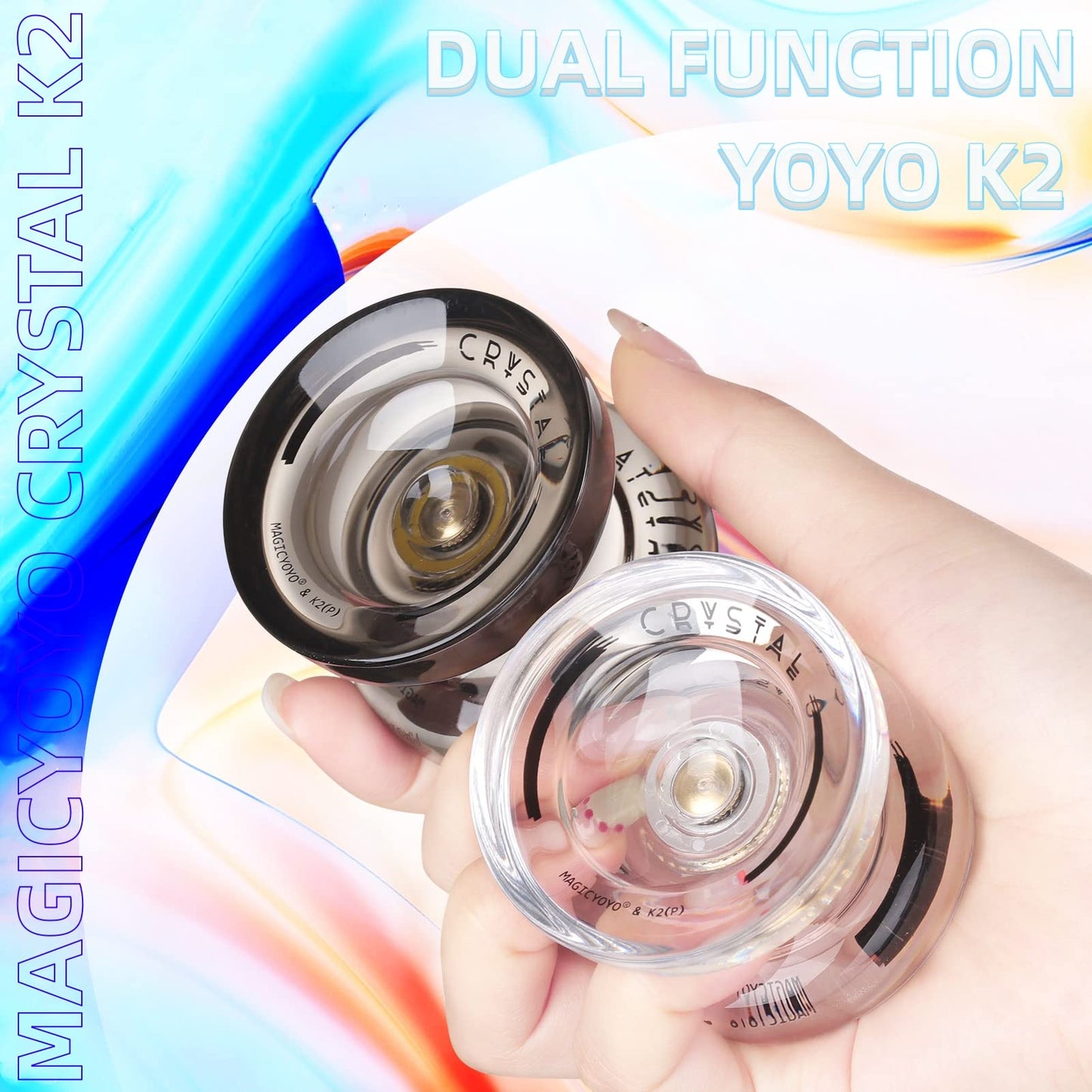 MAGICYOYO K2 Crystal 2-Pack: Dual-Function Responsive & Unresponsive Yo-Yos + Tools