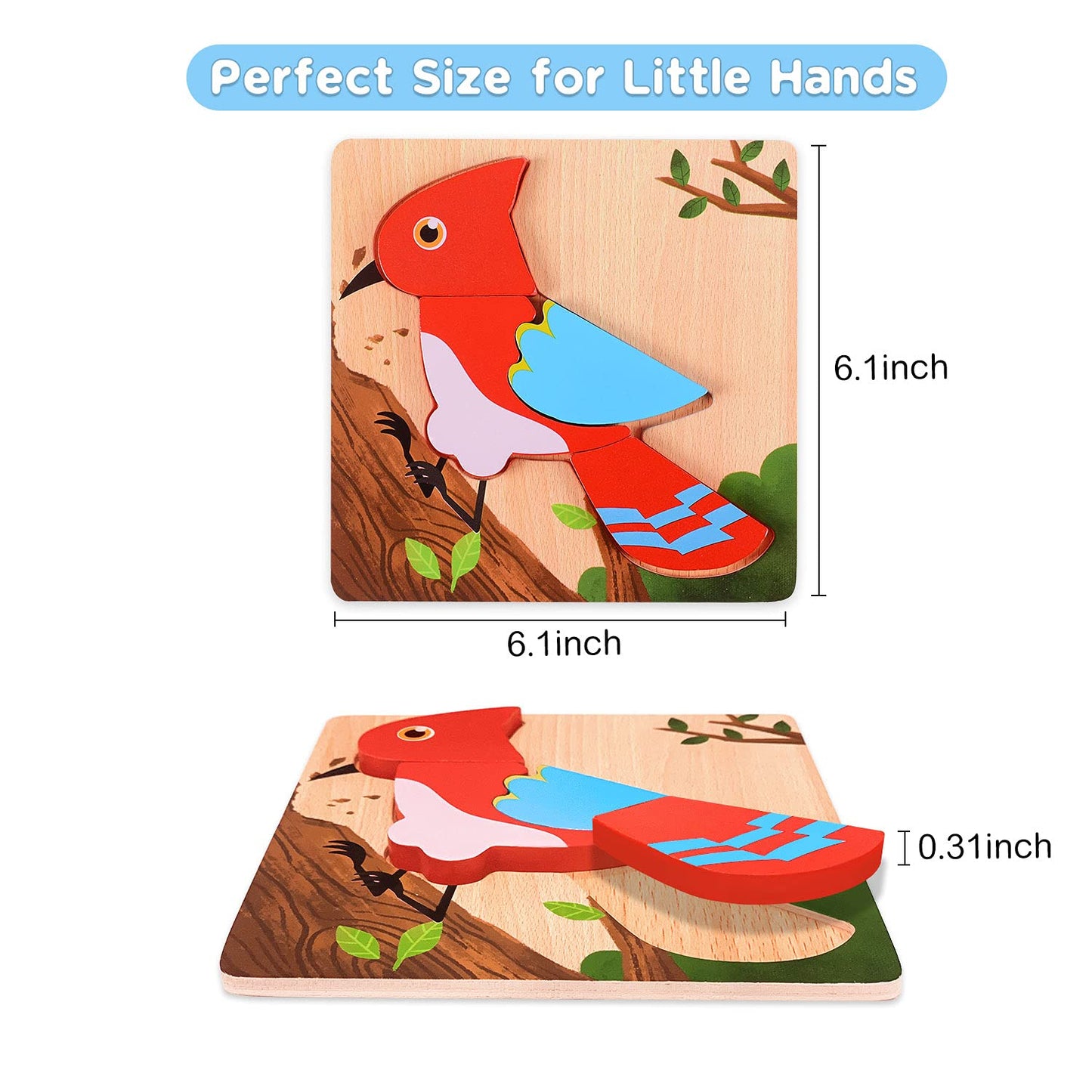 Magifire Wooden Puzzles – 6-Pack for Toddlers 1–3 with Chunky Pieces