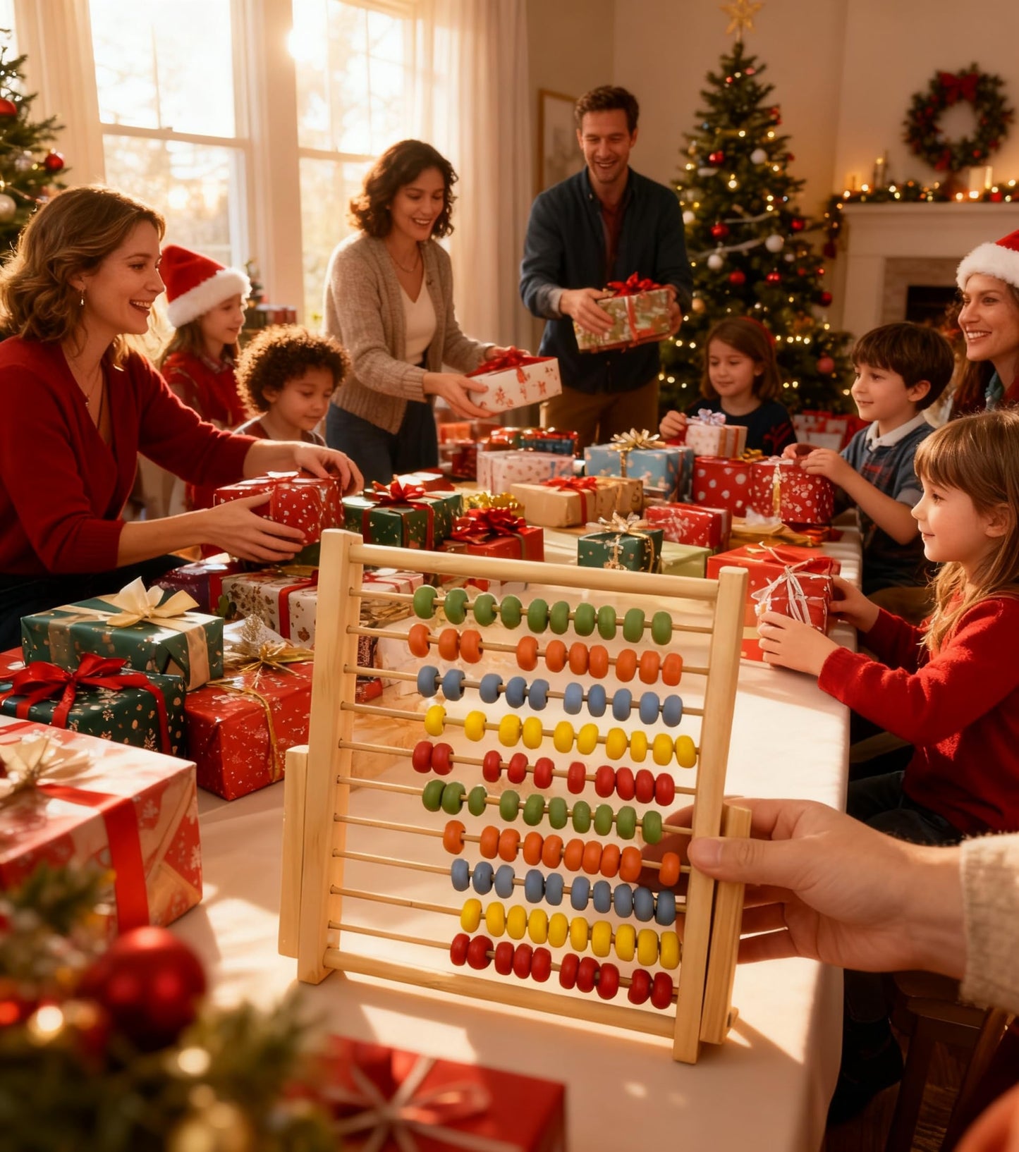 MAGIKON Wooden Abacus – 8-Inch Counting Frame with 10 Rows (100 Beads)