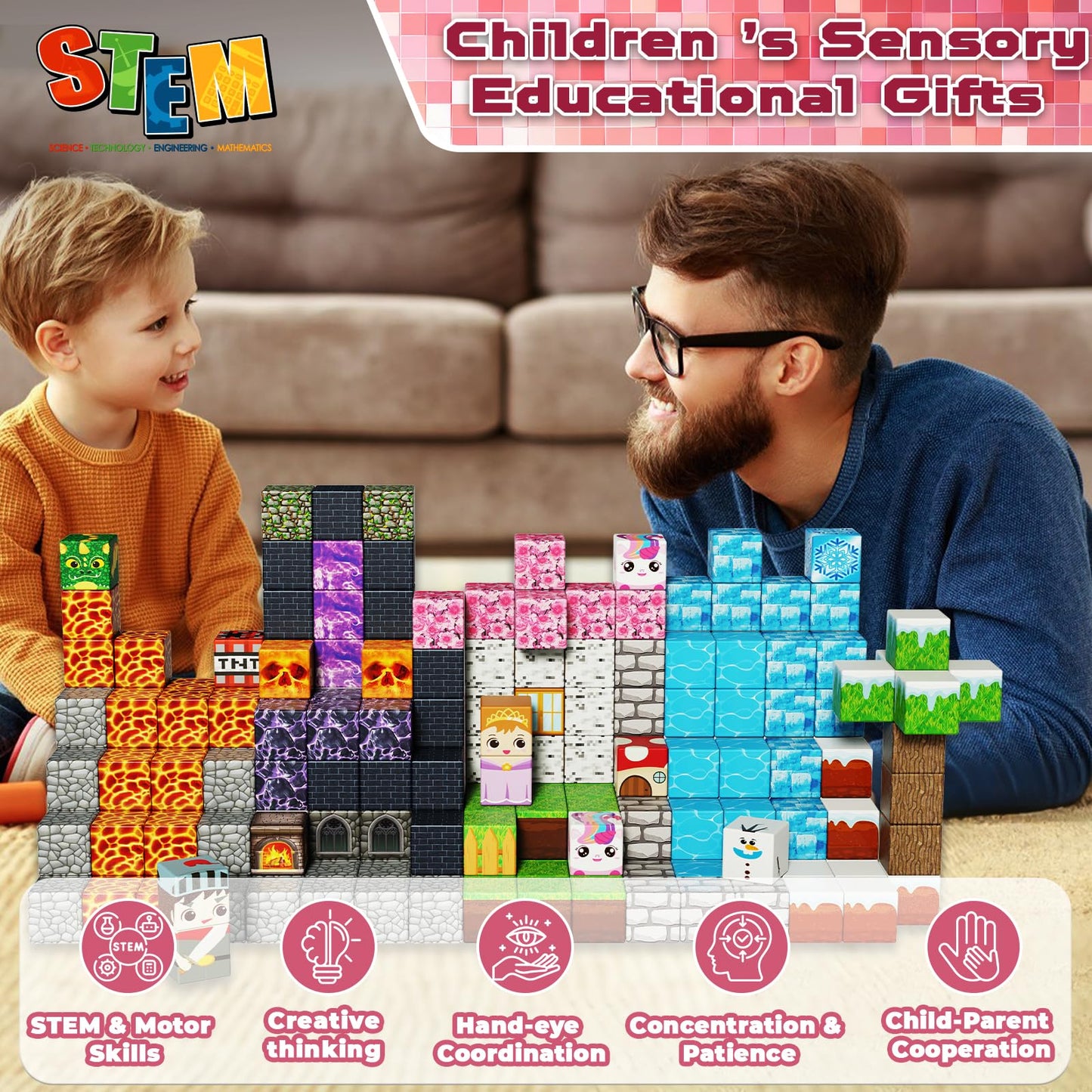 Magnetopia Magnetic Blocks 150PCS – Dark Forest Glacier Castle STEM Building Toys for Kids 3+ to 12