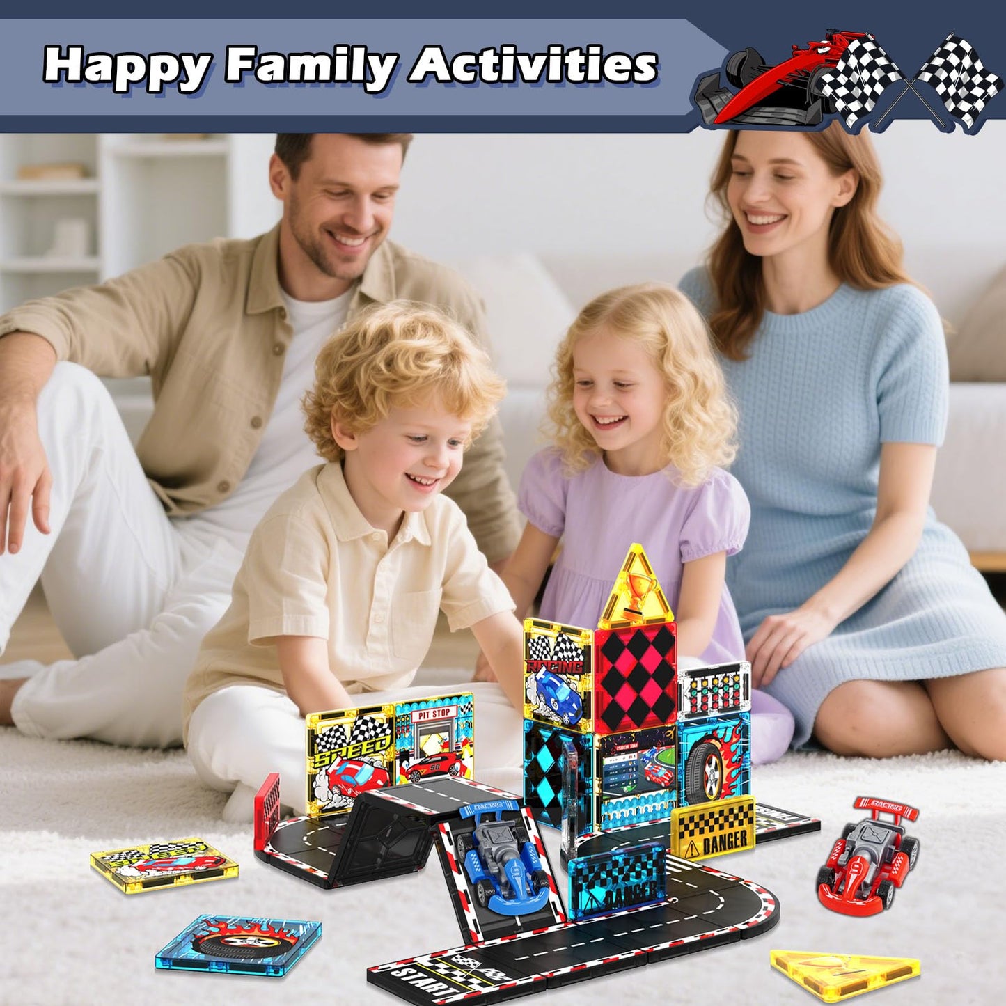 Magnetopia Magnetic Tiles Road Set – Race Track Toys for Kids 4–8 | STEM, Sensory Building Blocks