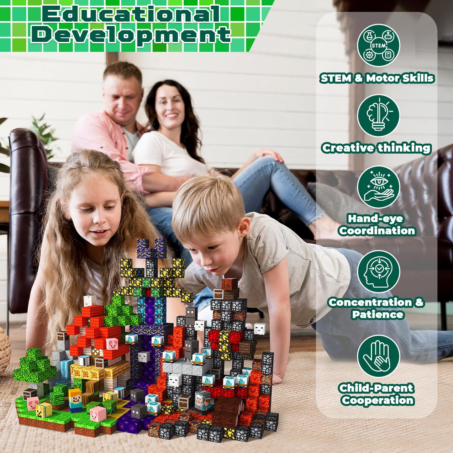 Magneverse 150 PCS Magnetic Blocks – Creative STEM Building Kit for Kids