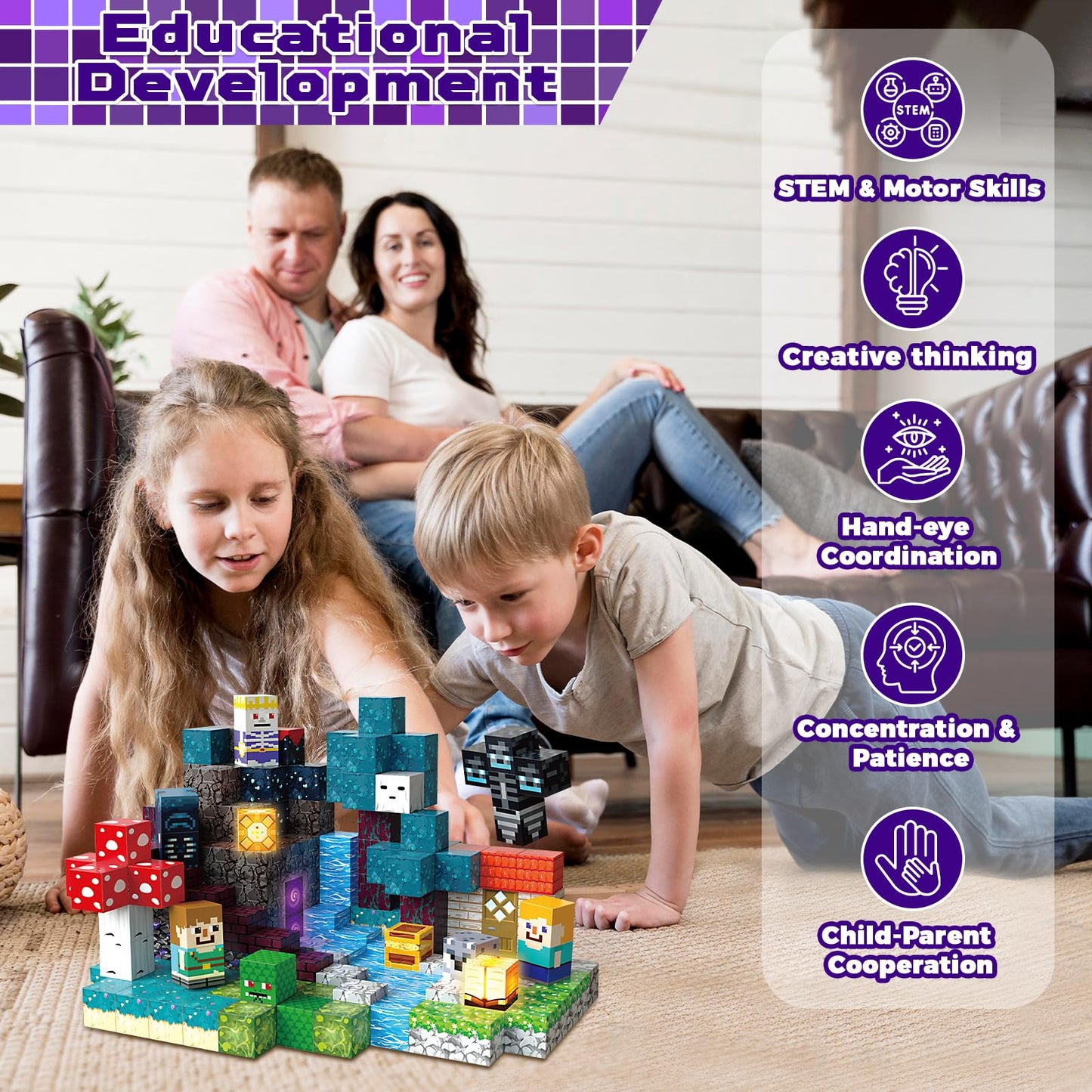 Magneverse 200-Piece Magnetic Blocks | Glow STEM Toys for Kids