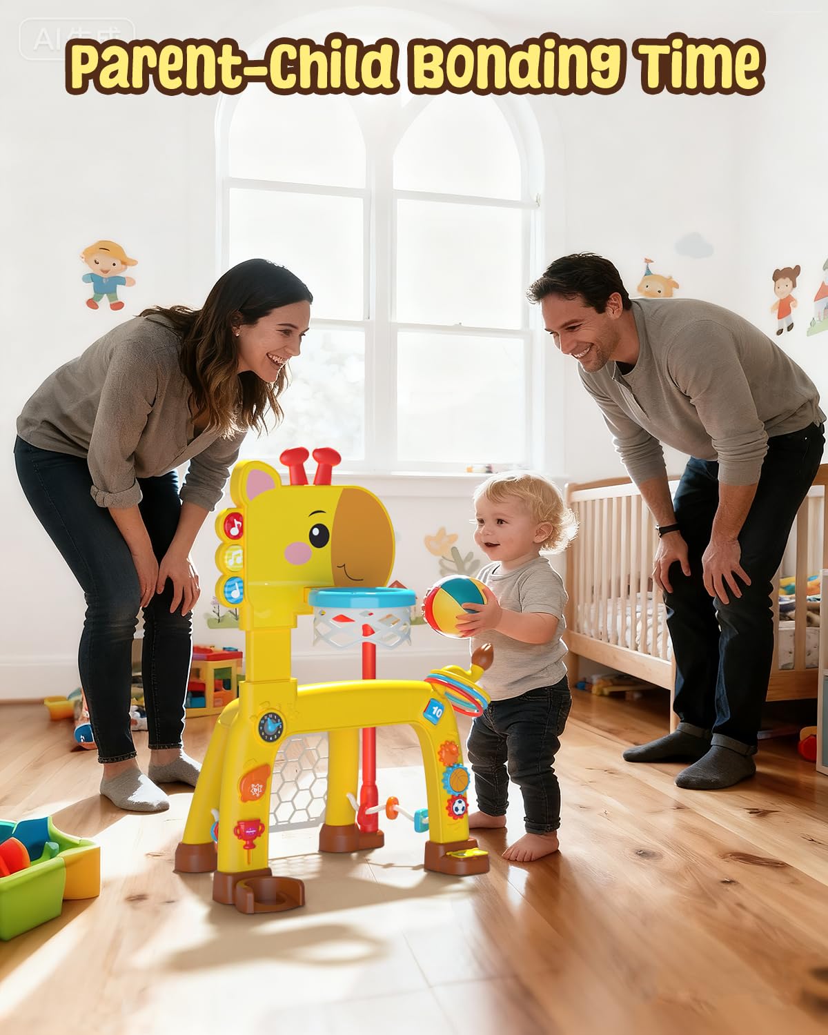 MAGTHIC 4-in-1 Toddler Sports Playset – Giraffe Activity Center for 1-3 Years (Yellow)