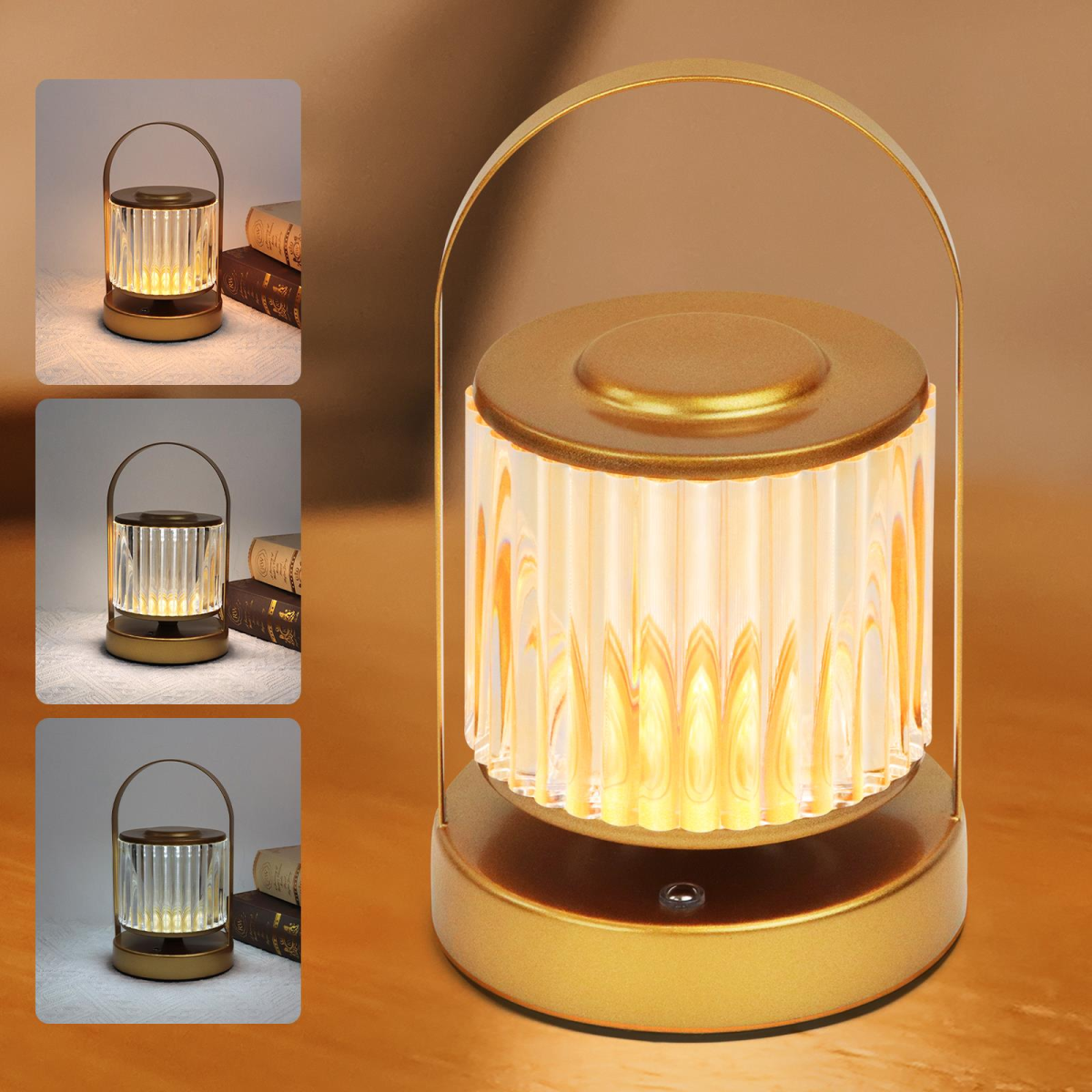 ExtraStar LED Crystal Lantern Table Lamp Rechargeable, 3 Colour Changing and Dimmable