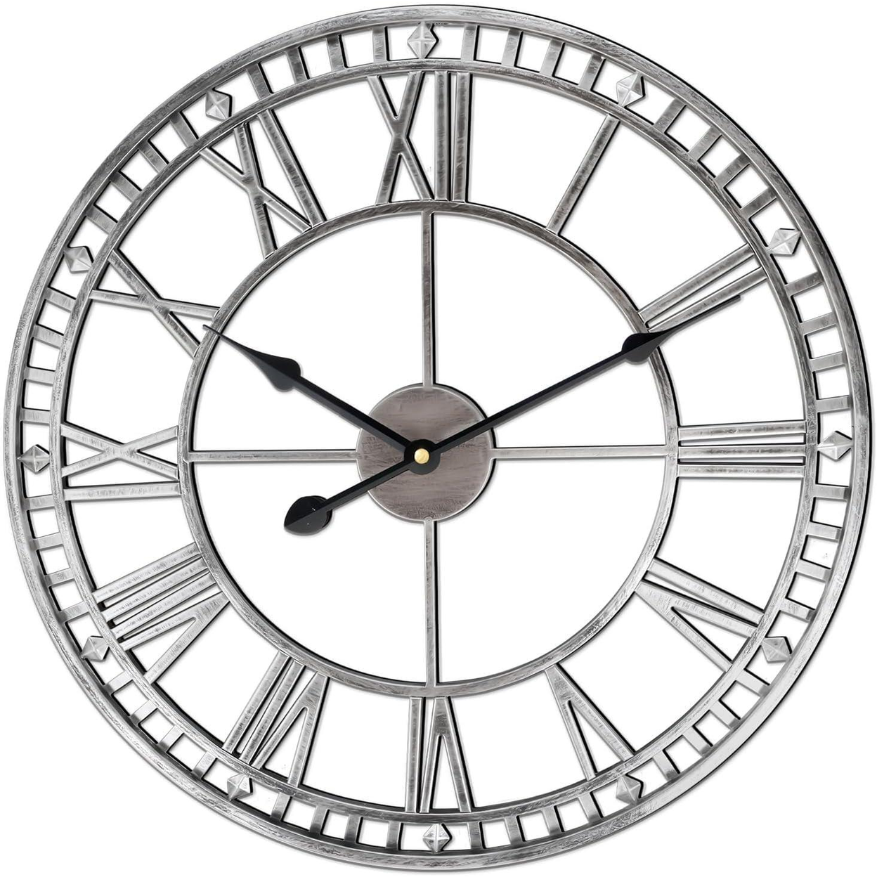 DOUBLE EDGE 47CM CLOCK - SILVER
