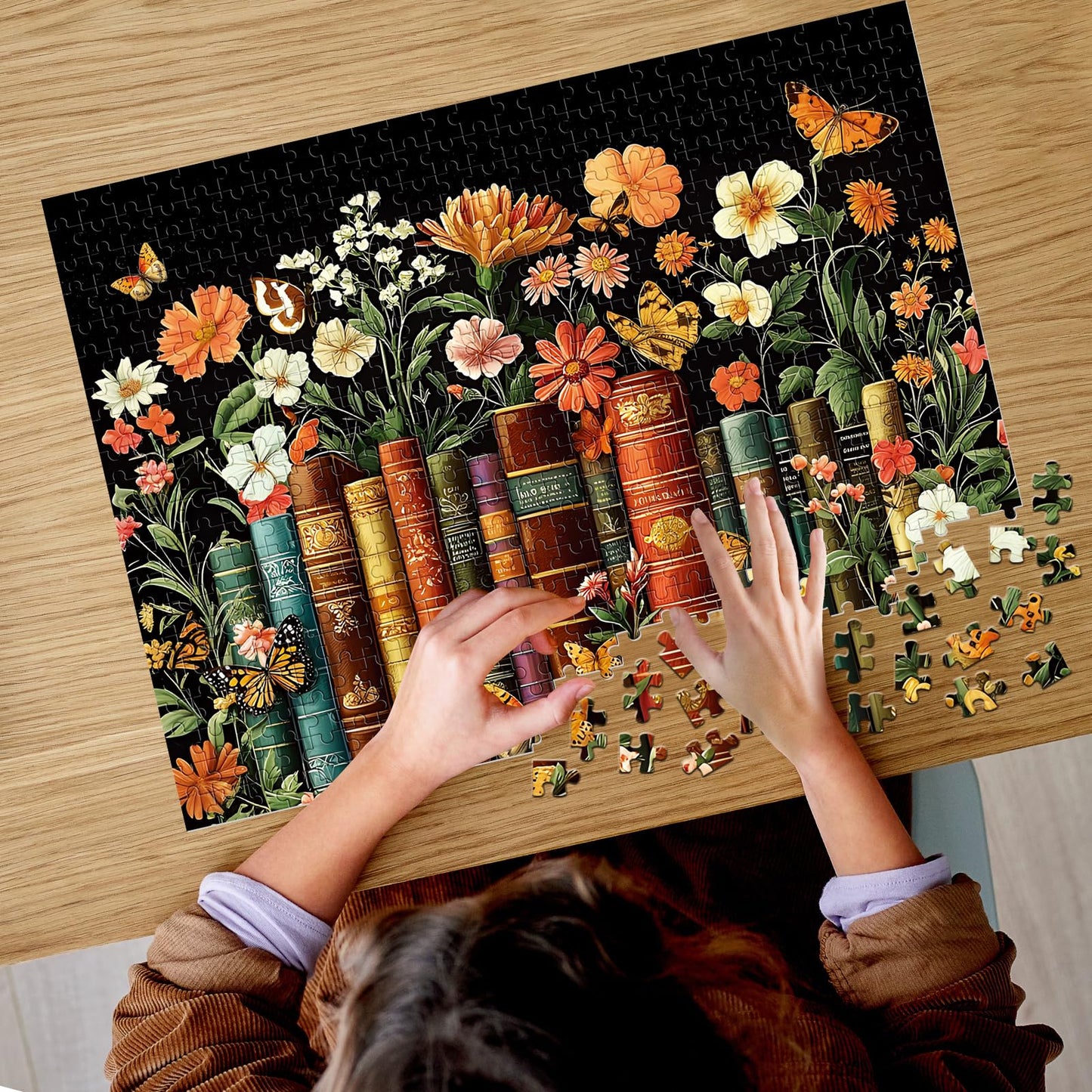 Maiqufa 500-Piece Puzzle for Adults: Vintage Wildflowers & Books