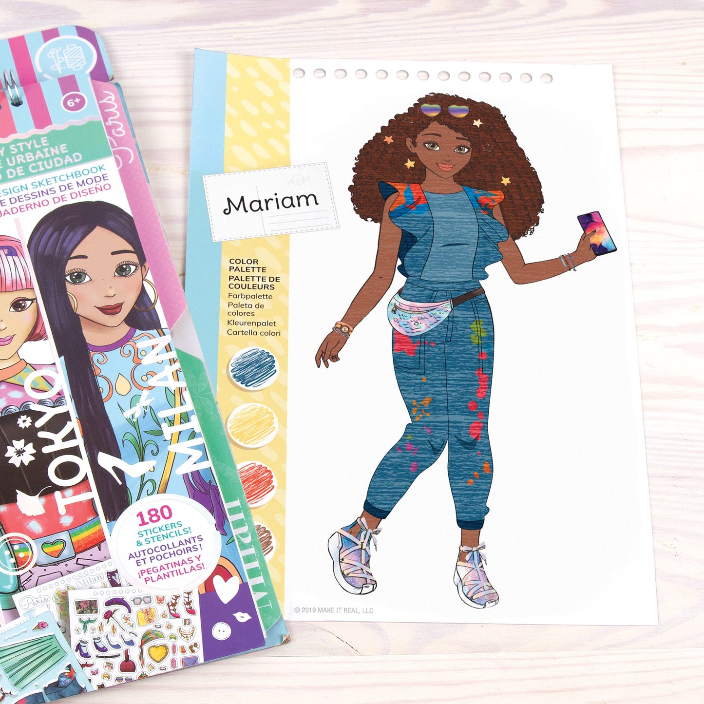 Make It Real City Style Fashion Design Sketchbook for Girls – Includes Sketchbook, Stencils & Stickers