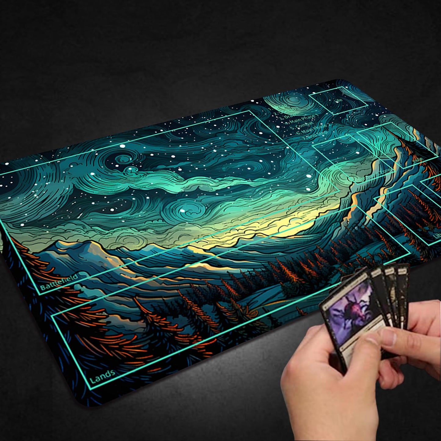 Malqiqi Playmat for MTG – 24 x 14 in with Free Storage Bags | Card Game Mat for MTG, TCG & Board Games