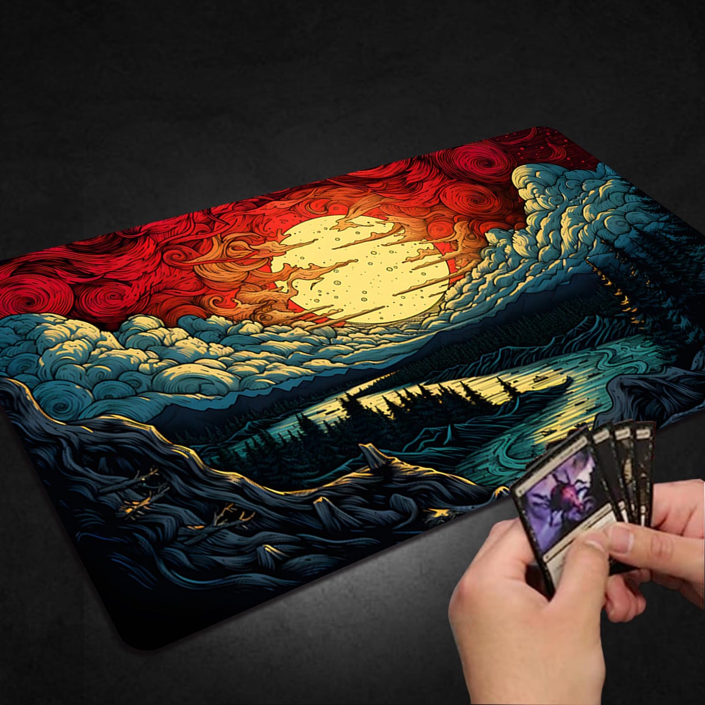 Malqiqi MTG Playmat – 24 x 14 in with Free Storage Bags | Card Game Mat