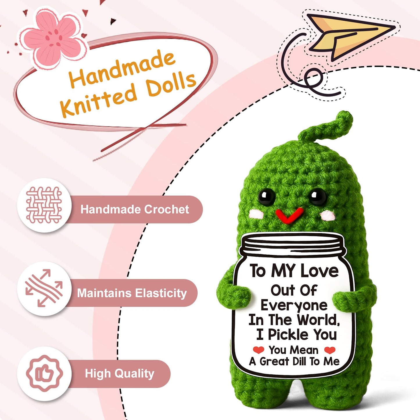 MAMAGIFTREE Valentines Day Gifts for Him & Her - Handmade Crochet Pickle
