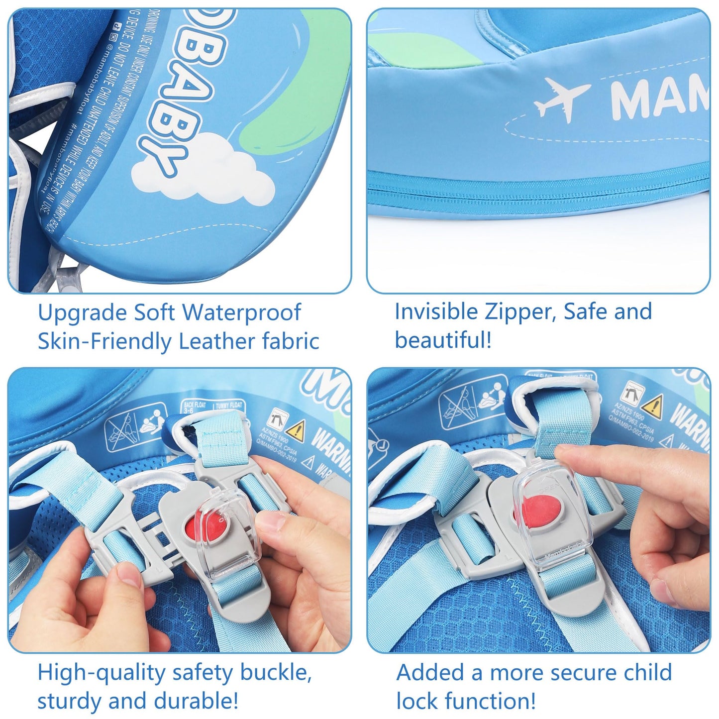 AnjeeIOT Mambobaby Float with Canopy – Non-Inflatable Baby Pool Float (Earth Blue) for 3–24 Months