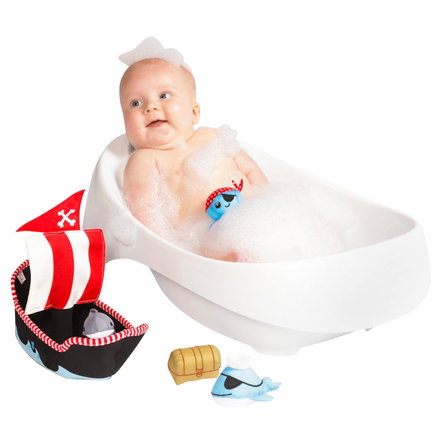 Manhattan Toy Neoprene Pirate Ship Bath Toy – 5-Piece Floating Spill & Fill Set