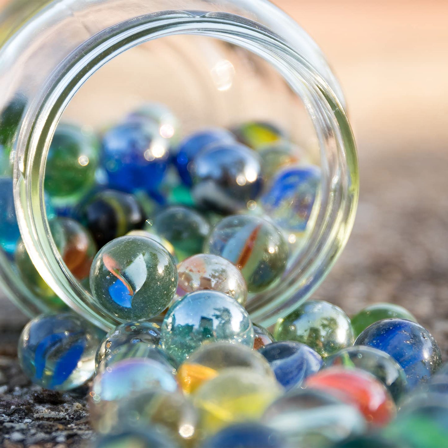 MANSHU 60 Pieces Glass Marbles - 0.63 inch, 6 Colors for Marble Games & Crafts