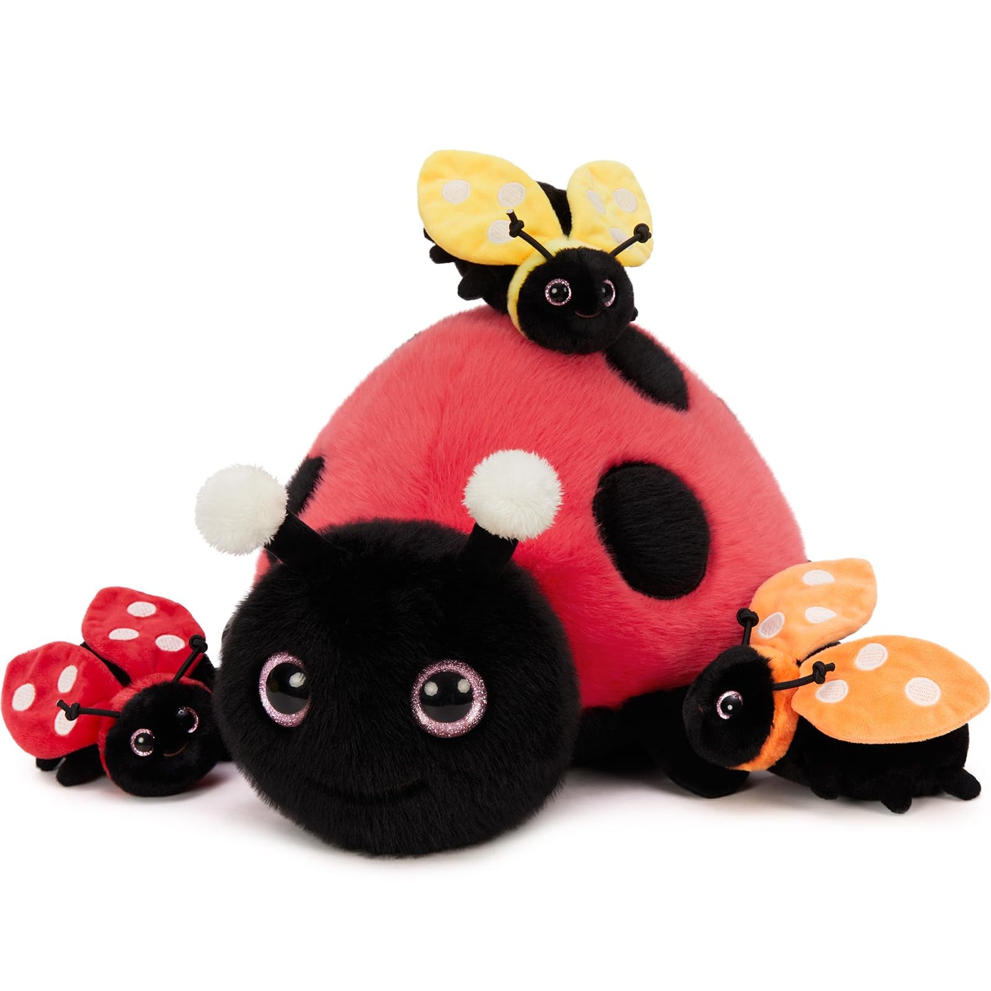 MaoGoLan 4Pcs Ladybug Plush Set – Glow-in-Dark Mama + 3 Babies
