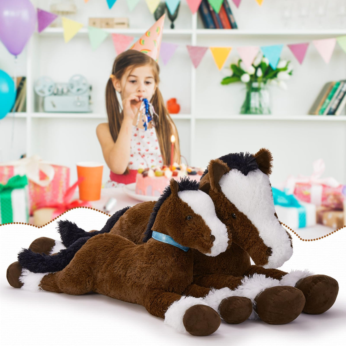 MaoGoLan Large Horse Stuffed Animal – 47-Inch Plush Pony for Play, Sleep, and Decor