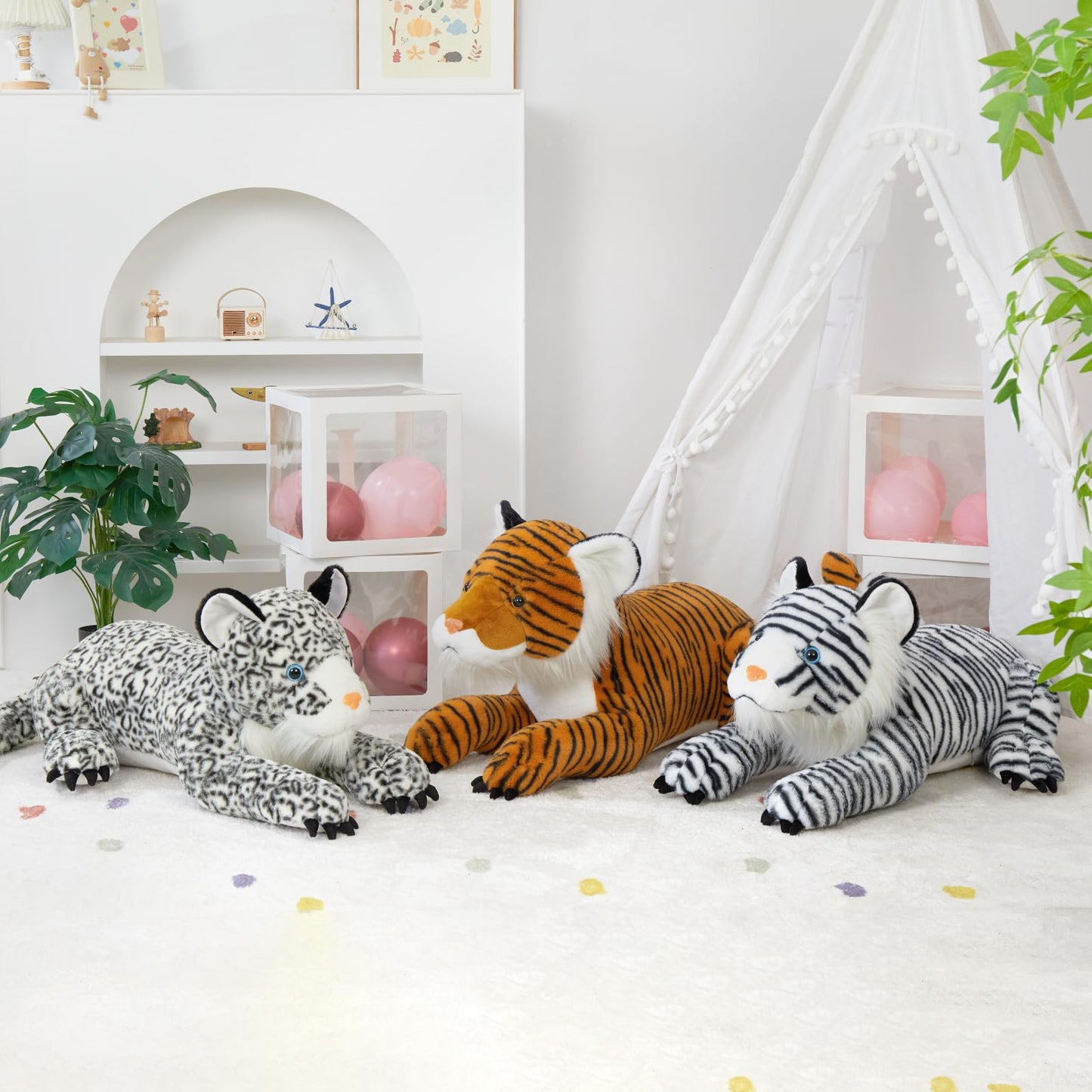 MaoGoLan Giant Realistic Snow Leopard Stuffed Animal – 47” Soft Plush Toy & Pillow