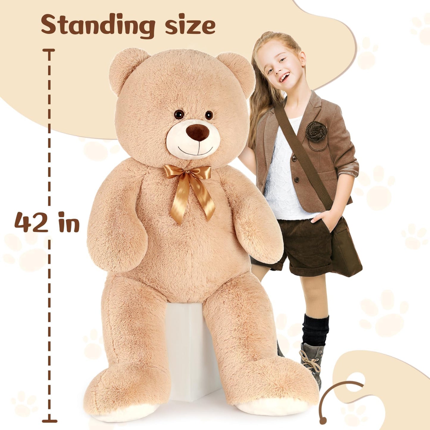 MaoGoLan 4ft Giant Teddy Bear – 47-Inch Plush Gift for Her & Kids