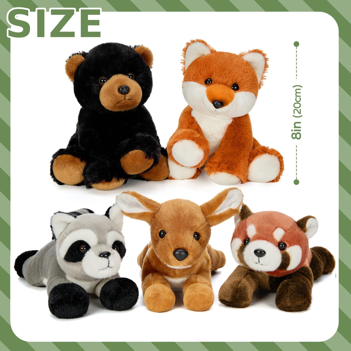 MaoGoLan 5-Pack Soft Woodland Plush Toys — 8-inch Animals for Kids, Parties & Decor
