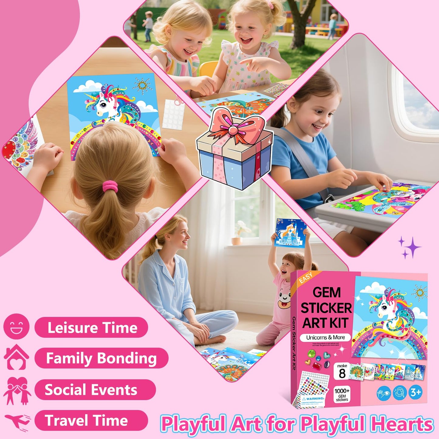 Marlrin Unicorn & Princess Diamond Art Kit for Kids 3-8 – 1000+ Gem Stickers