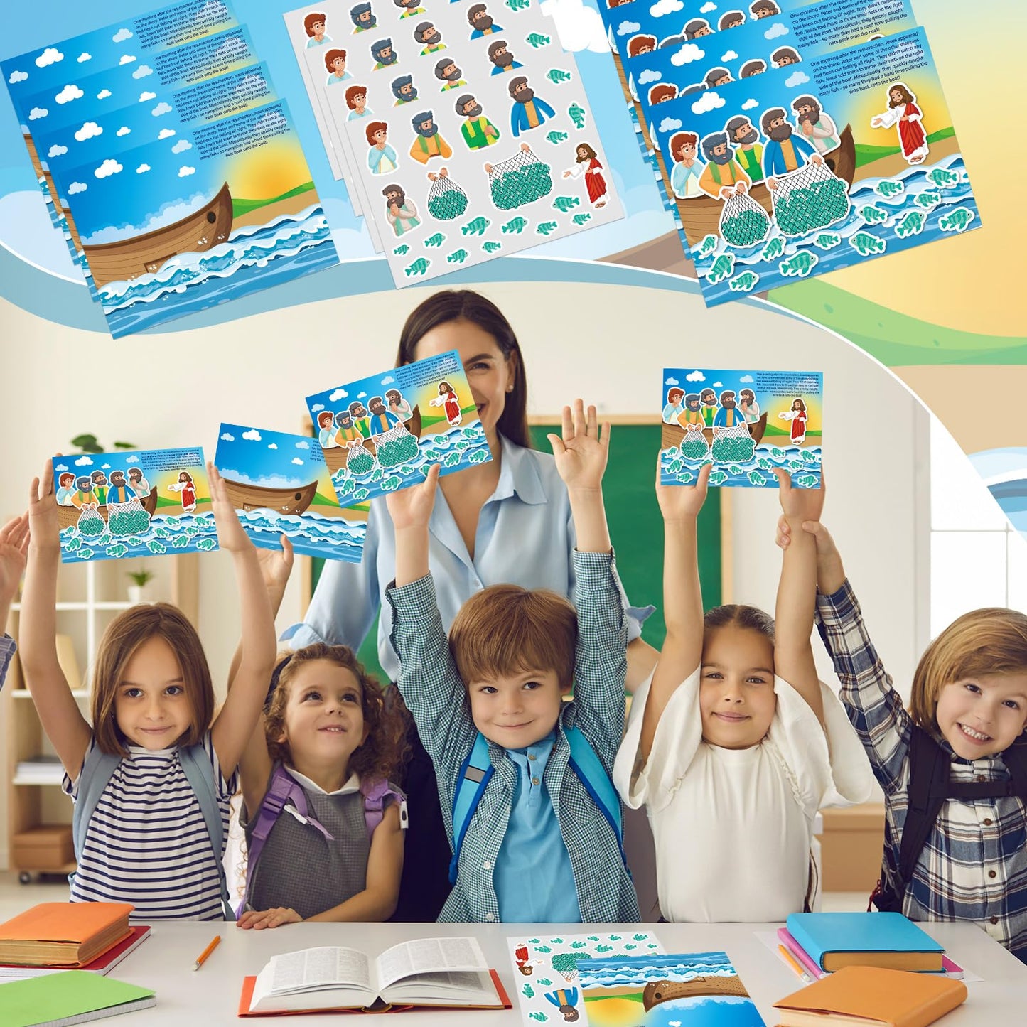 Marspark 24-Piece Jesus Visits His Disciples Sticker Set for Bible Crafts, VBS & Sunday School