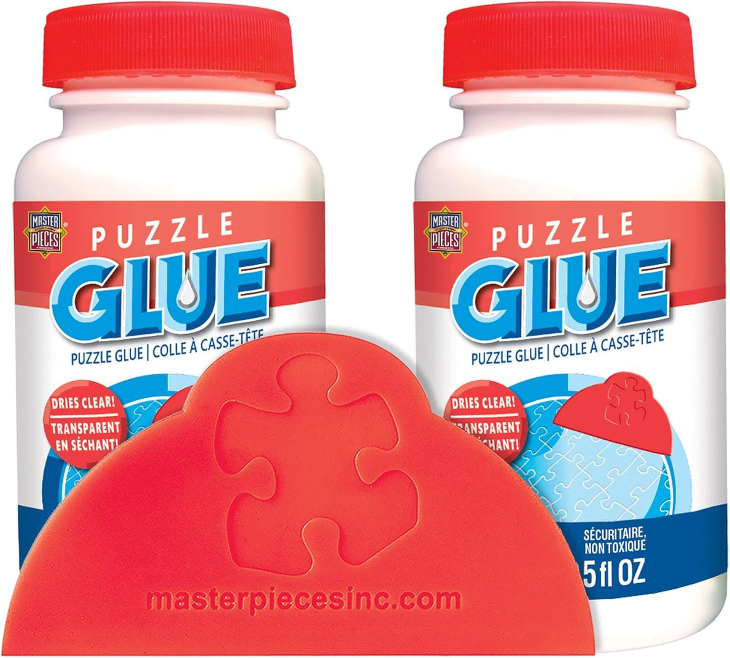 MasterPieces Puzzle Glue with Wide Plastic Spreader – Quick-Dry, Clear Finish, 2-Pack, 5 oz Each
