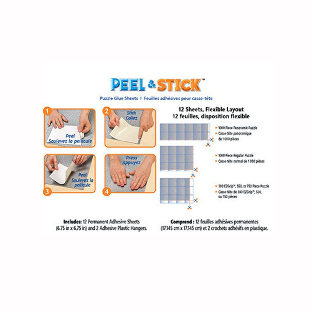 MasterPieces Peel & Stick Puzzle Glue Sheets – 12 Permanent Adhesive Sheets