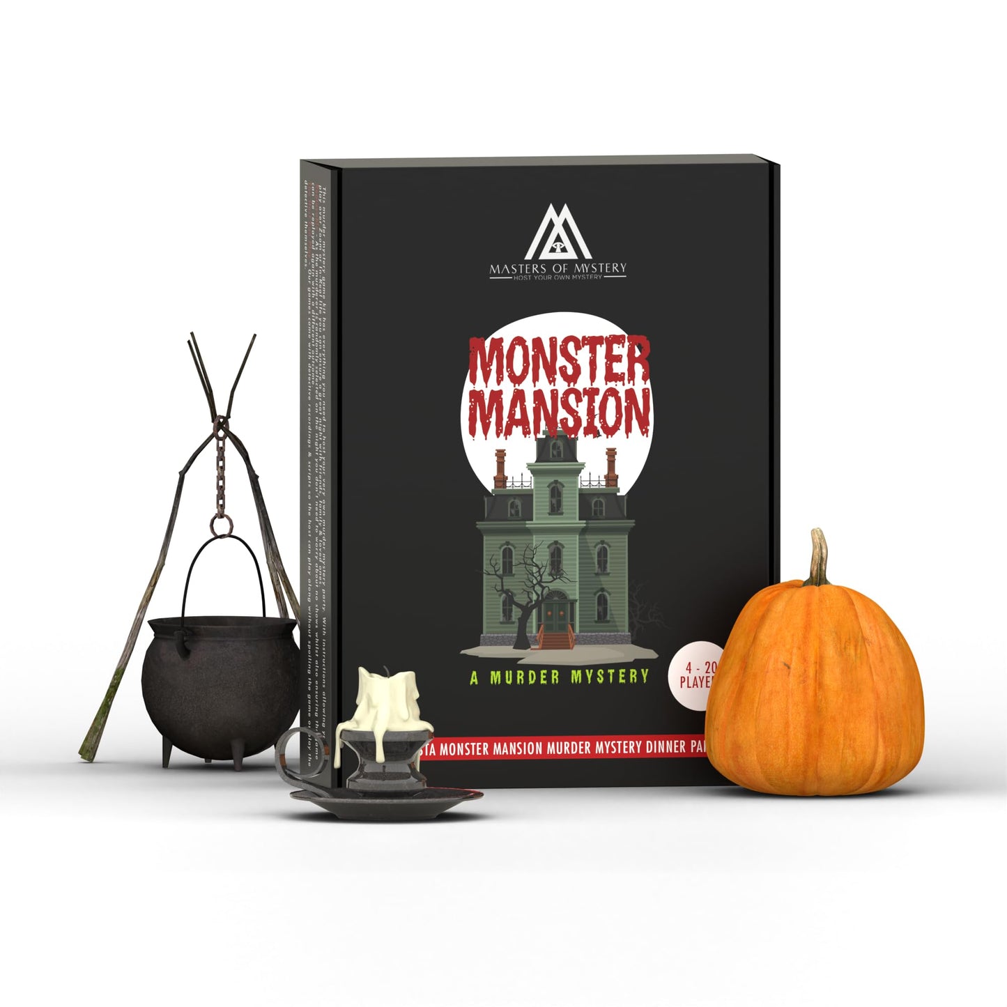 Masters of Mystery Monster Mansion Murder Mystery Dinner Party Game – Spooky Haunted Whodunnit for Adults (4–20 Players)