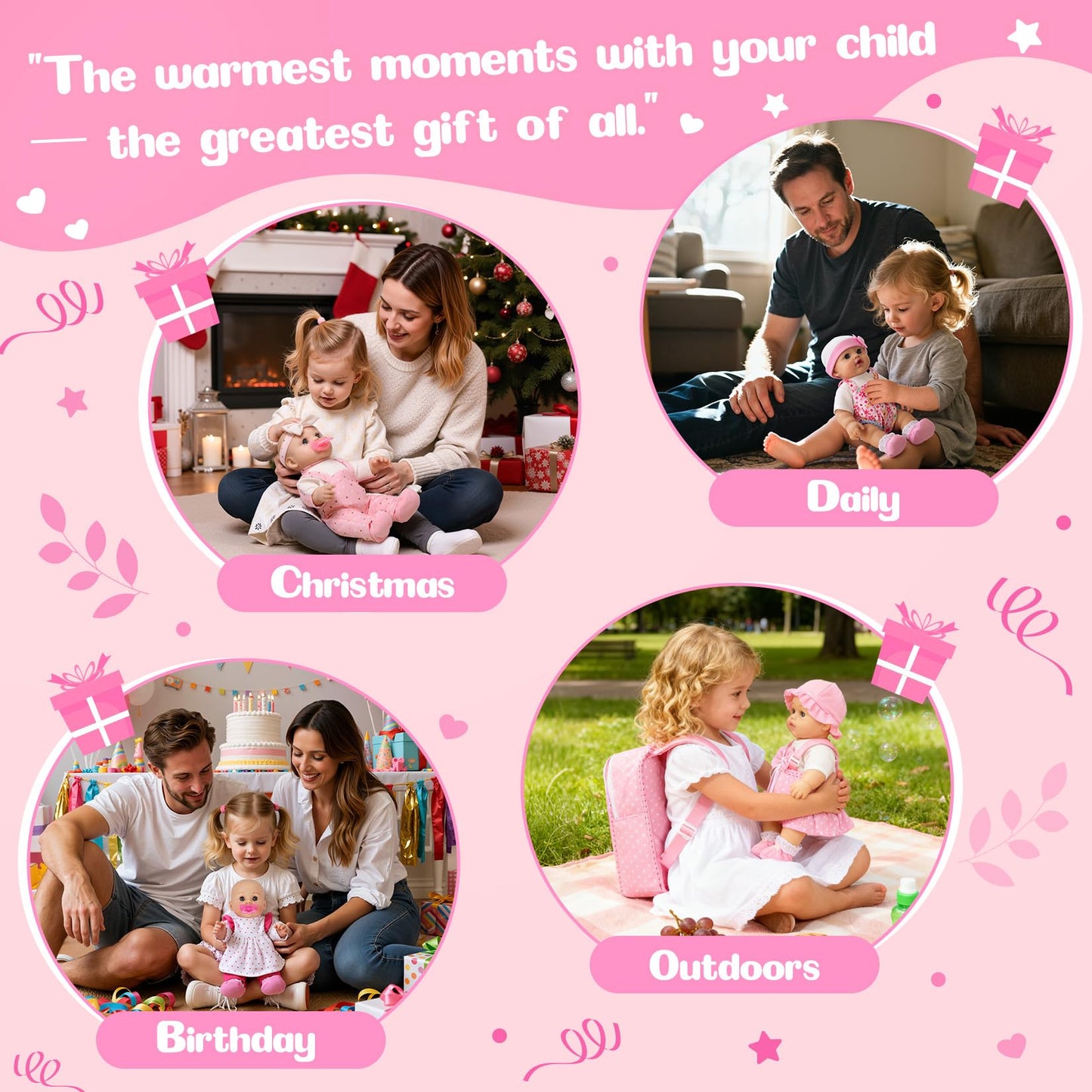 Mastom 12'' Baby Doll Playset with 4 Outfits & Backpack – Realistic Doll for Toddlers 3+