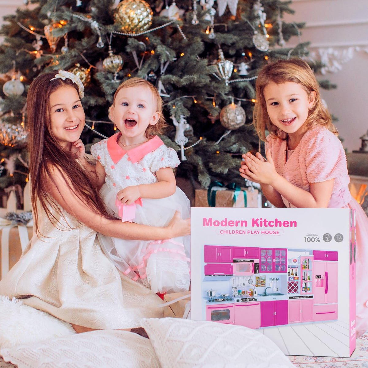 Mastom Kitchen Playset for Girls – 56-Piece Doll Kitchen Toys with Realistic Lights & Sounds