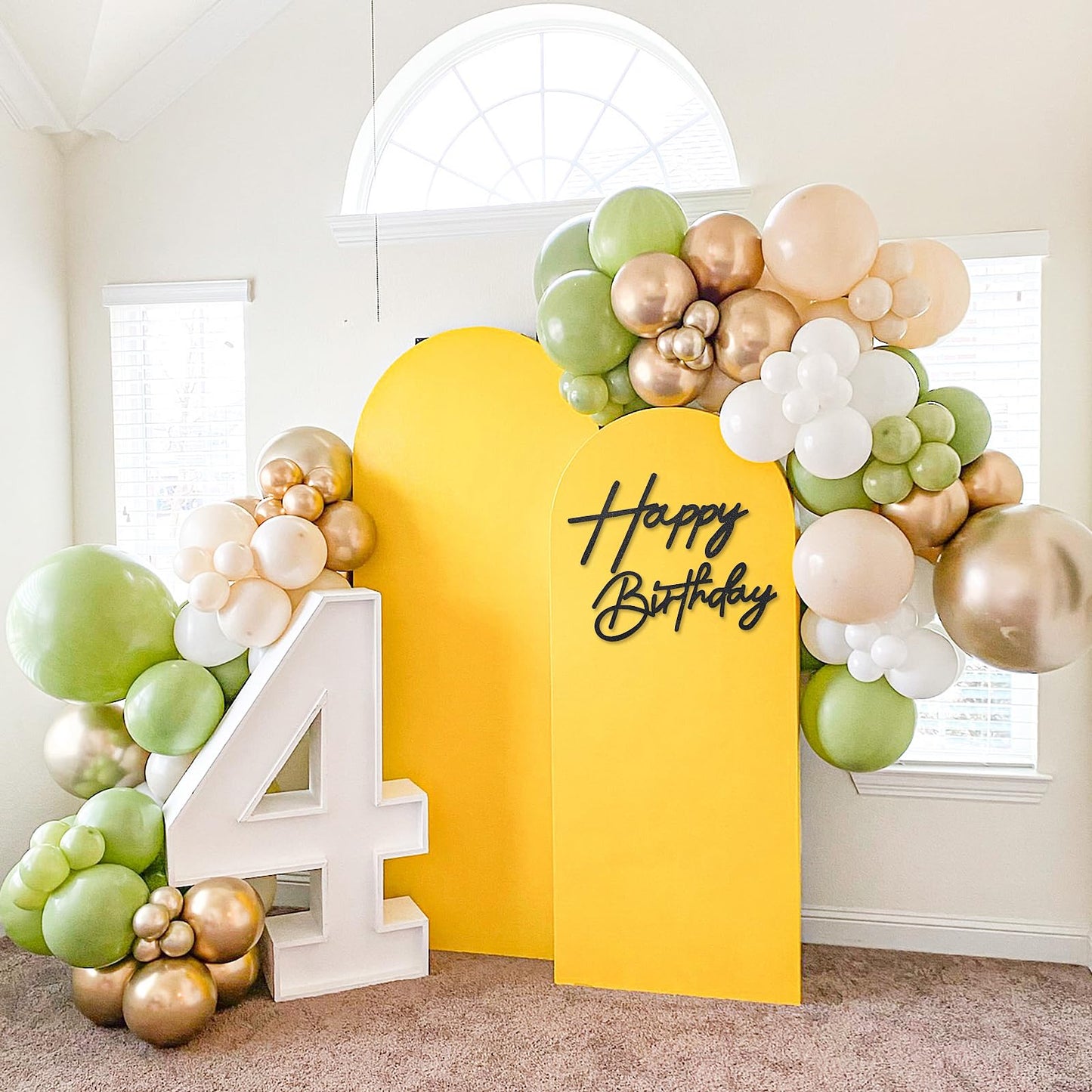 MASTRON Glitter Black Happy Birthday Sign for Backdrops – Felt Arch Letters